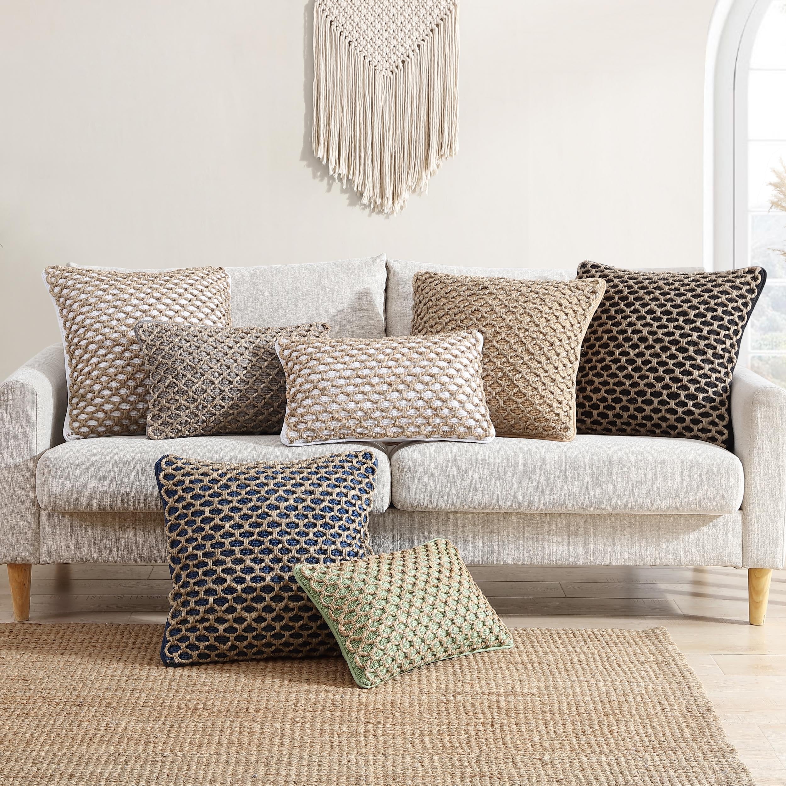 Boho Living Jada Braided Cotton/Jute Throw Pillow Covers