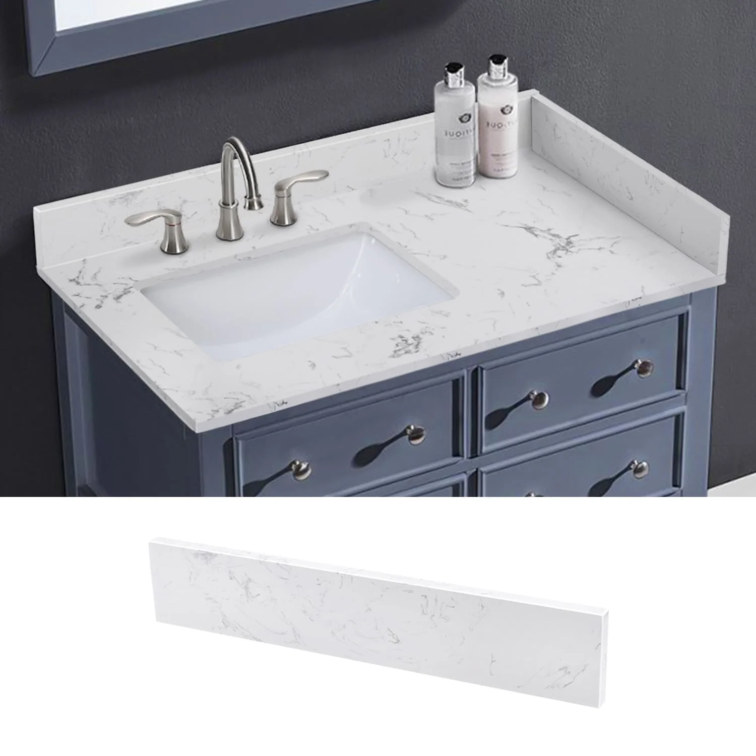 21.25 in. Engineered Marble Side Splash For Cabinet Vanity