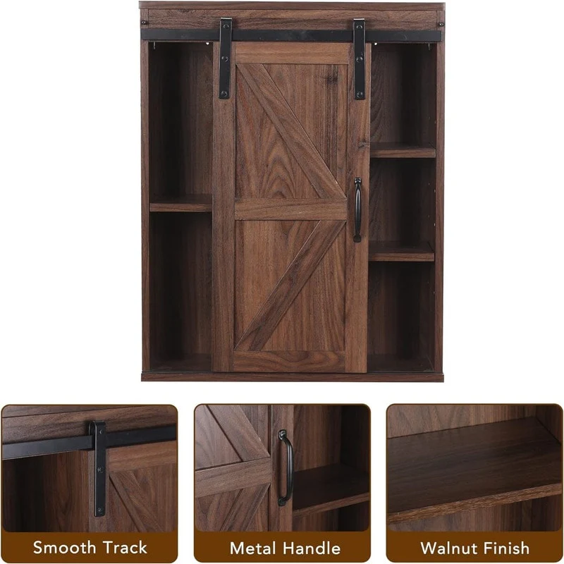 Wood Wall Storage Bathroom Cabinet - 21.7