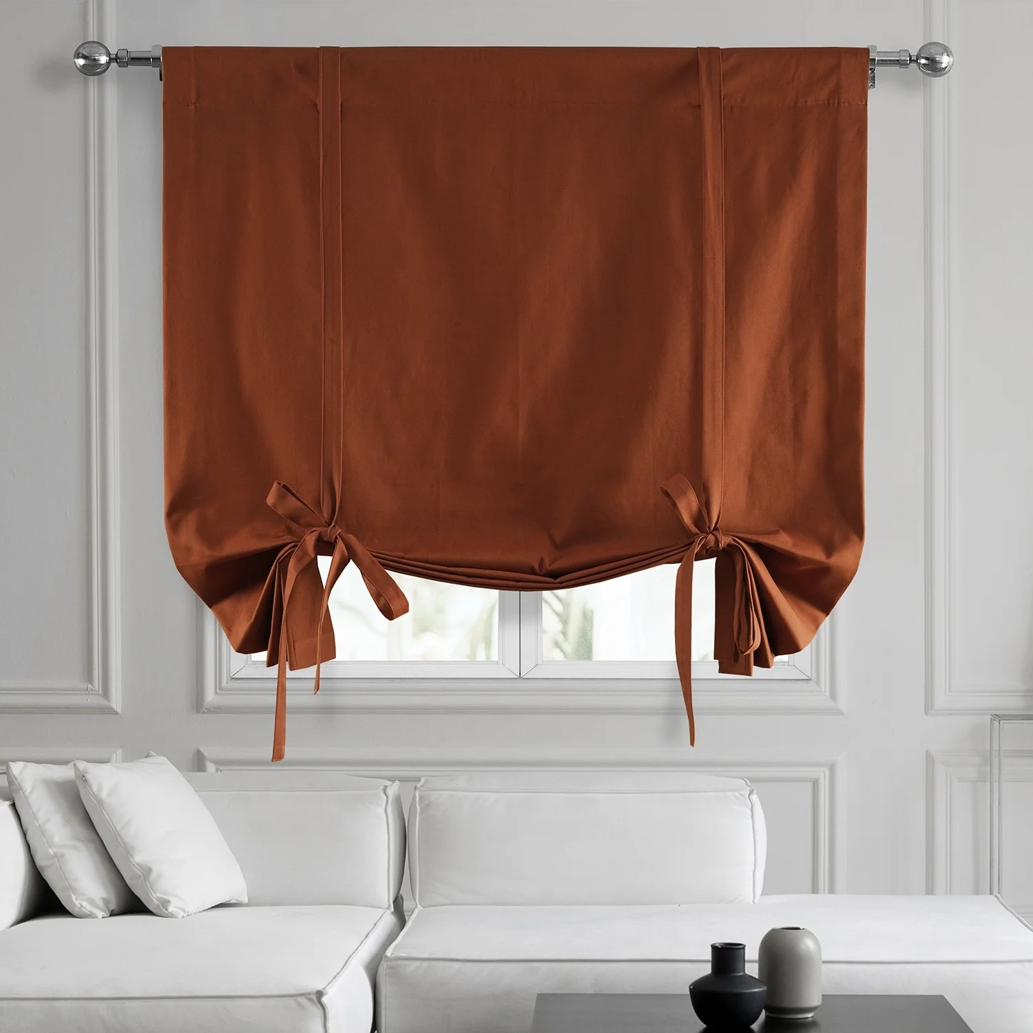 Exclusive Fabrics Solid Cotton Tie-Up Window Shade - 46 X 63