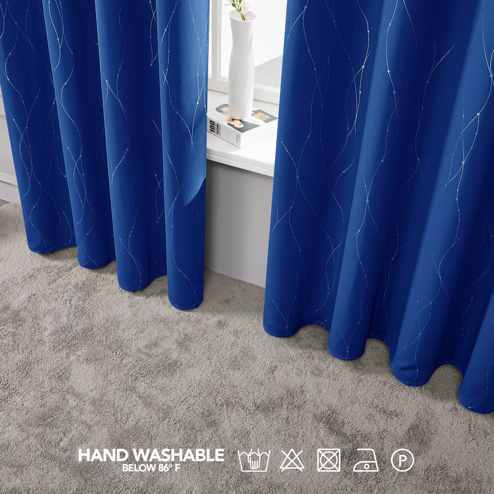 Deconovo Wave Line with Dots 52 Width Curtains Pair(2 Panel)