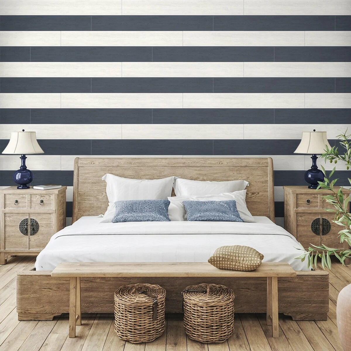 NextWall Two Toned Shiplap Peel and Stick Wallpaper