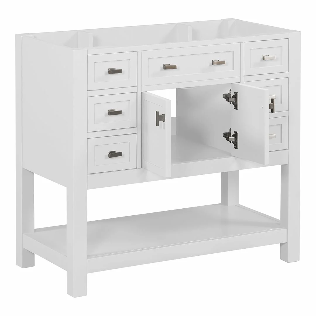 36'' Modern Bathroom Bathroom Vanity with Sink and 6 Drawers，2 Soft Closing Doors