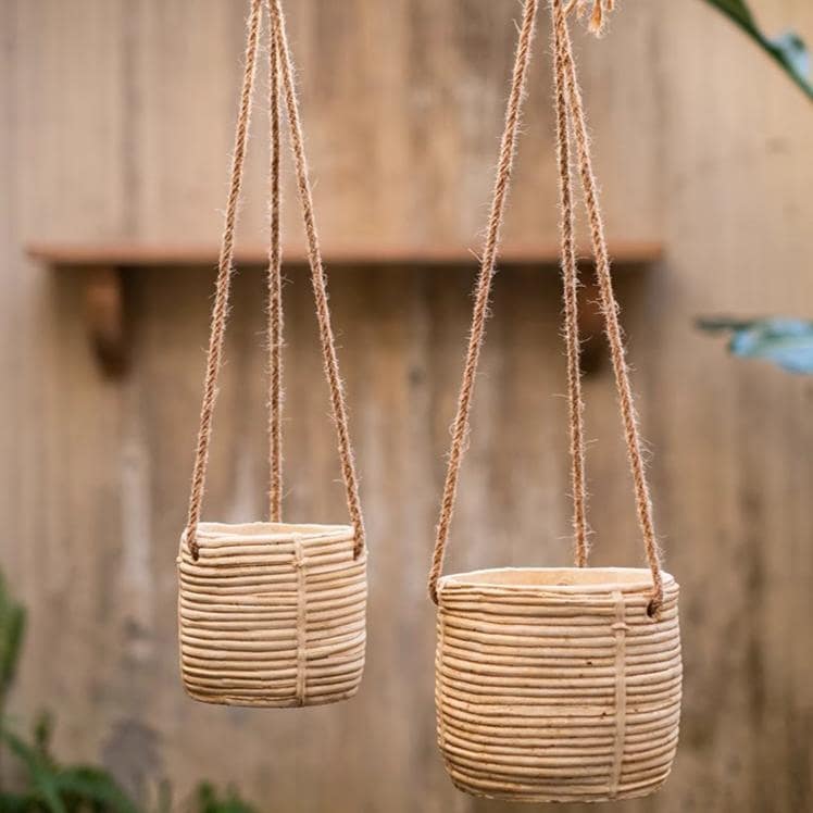 RusticReach Faux Rattan Cement Hanging Planter