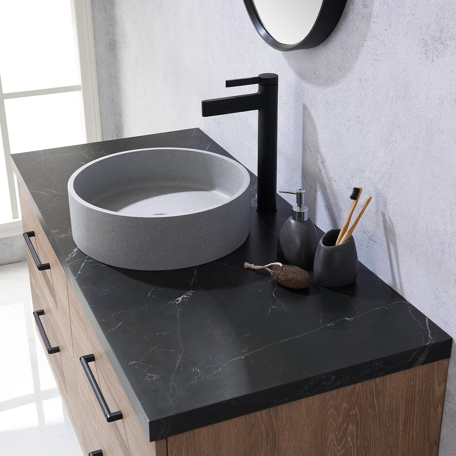 Trento Bath Vanity with Sintered Stone Top with Concrete Sink (C)