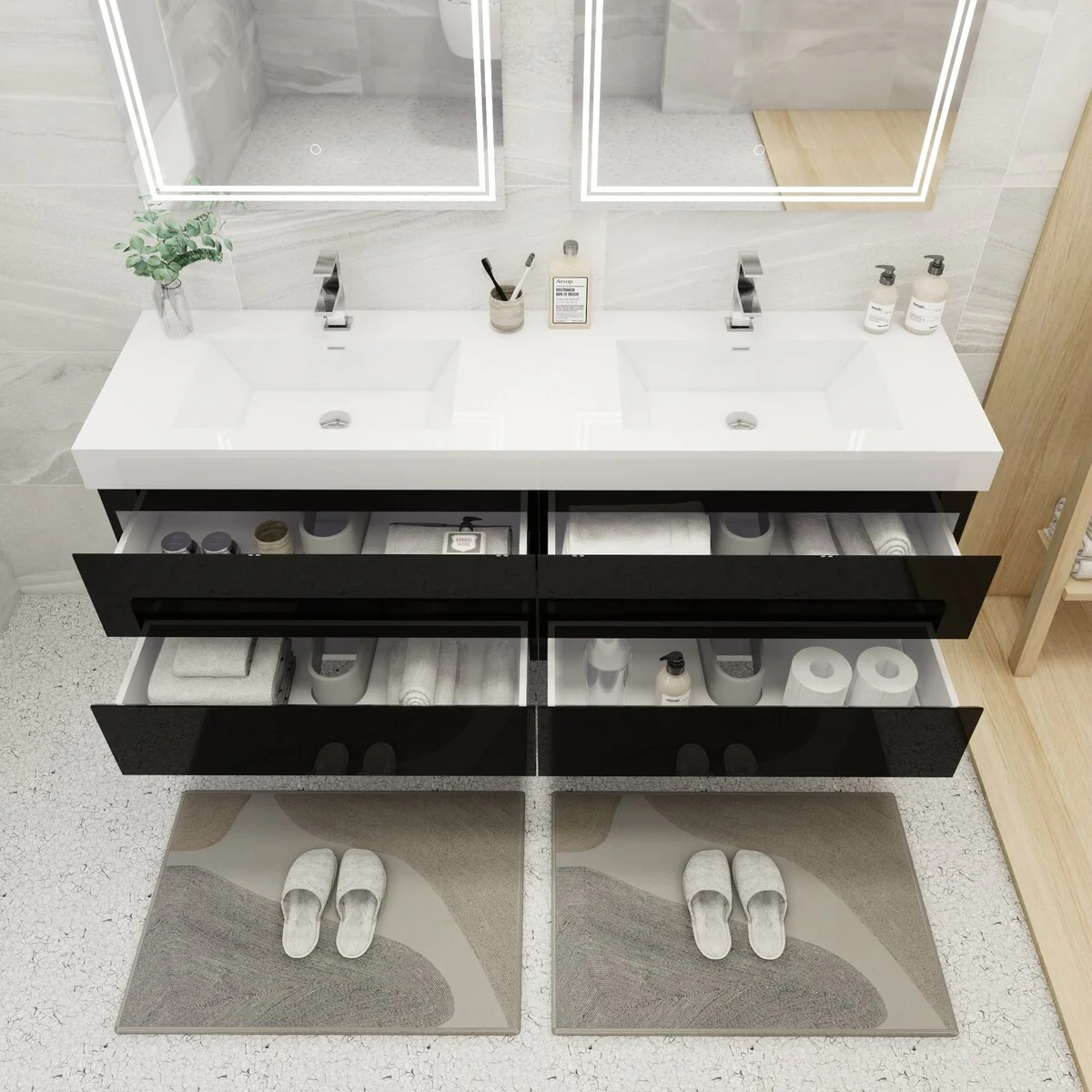 Baillie 72'' Wall-Mounted Vanity with Double Reinforced Acrylic Sink