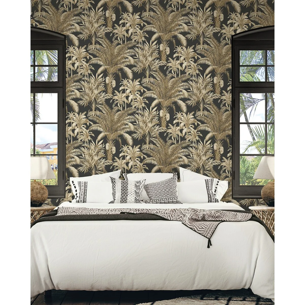 Seabrook Designs Tropical Palm Beach Prepasted Wallpaper - 20.5 in. W x 33 ft. L