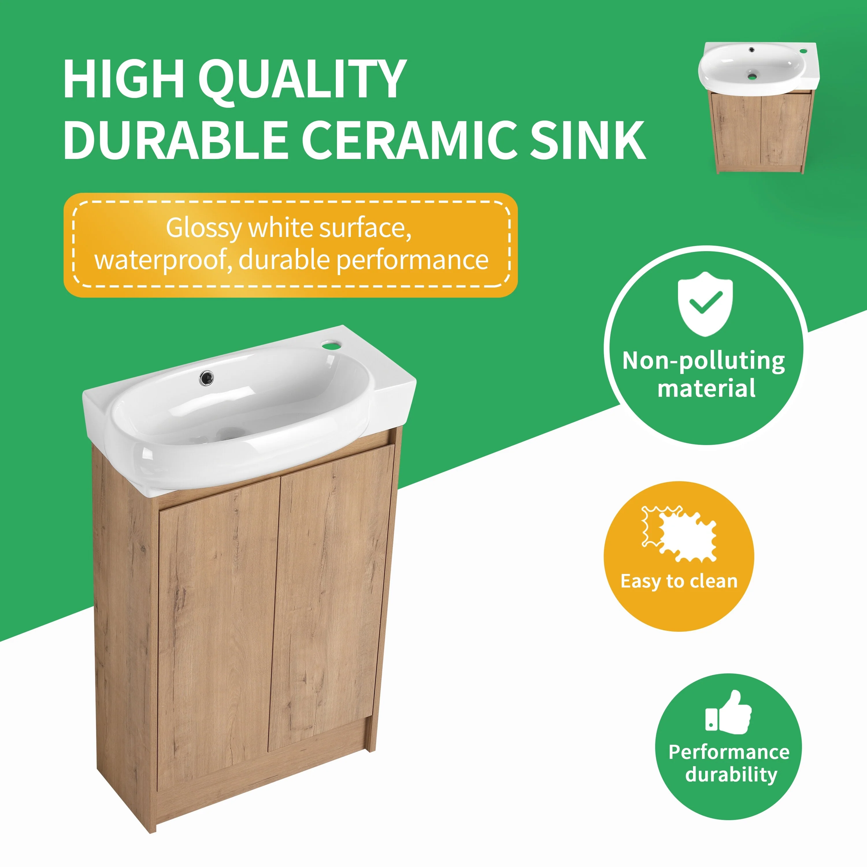 BNK 16/18/23 inch Freestanding/Floating Bathroom Vanity with Single Sink,Powder Room Vanity with Soft Close Door