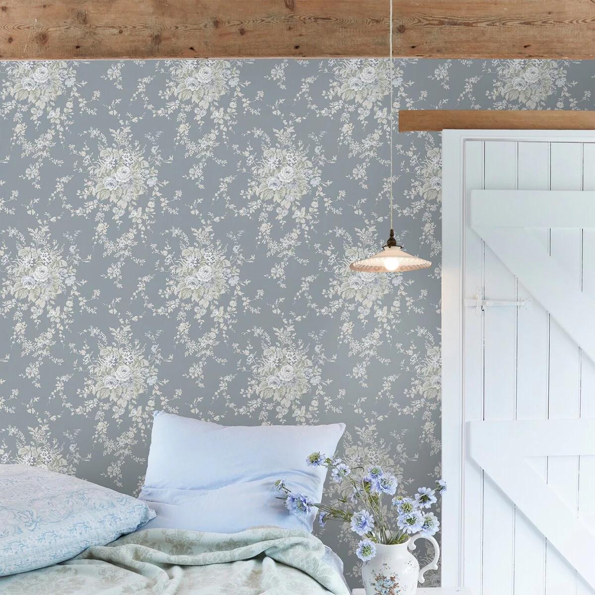 Shabby Chic by Rachel Ashwell Garden Floral Slate Grey Wallpaper