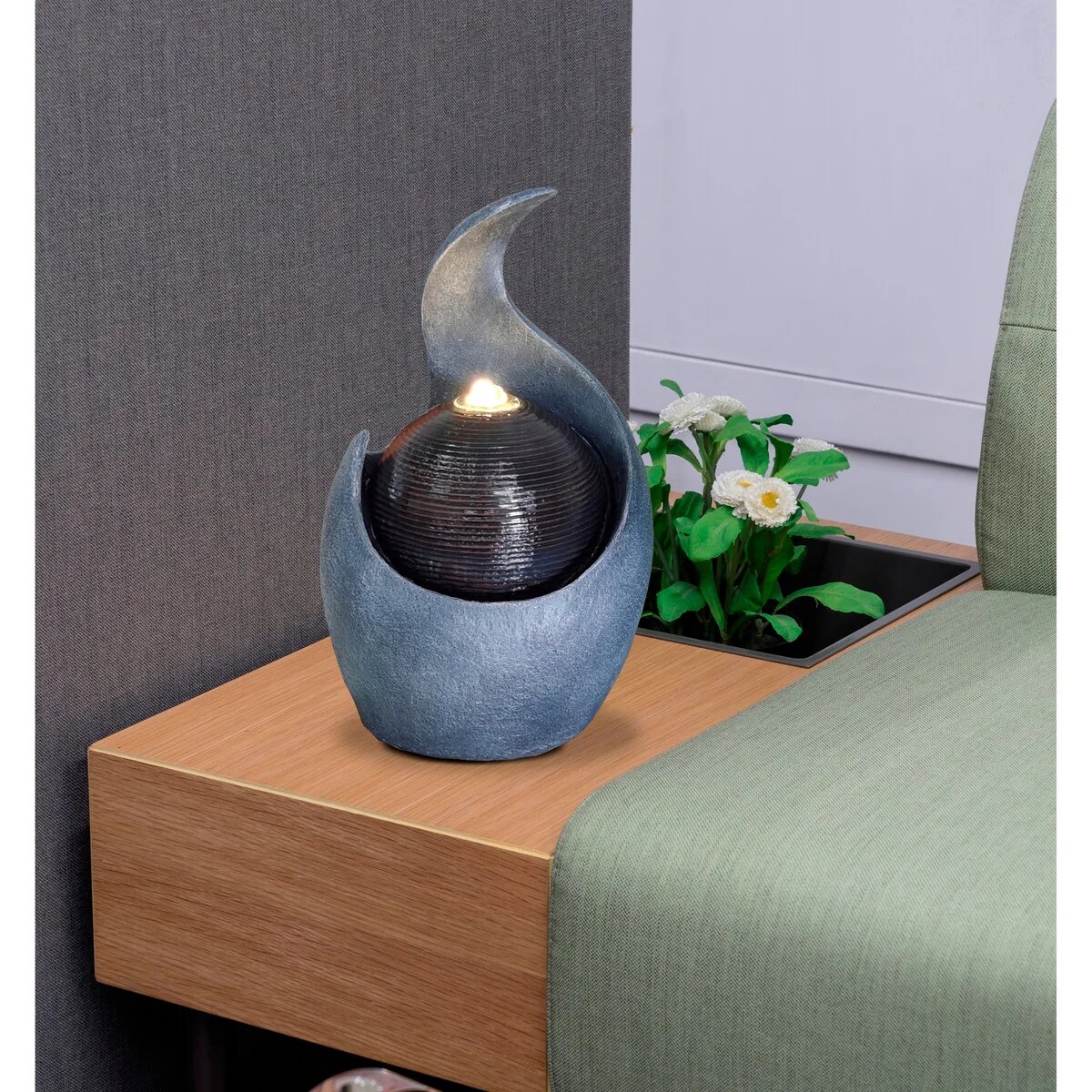 Indoor Zen Ball Tabletop Fountain with LED Light