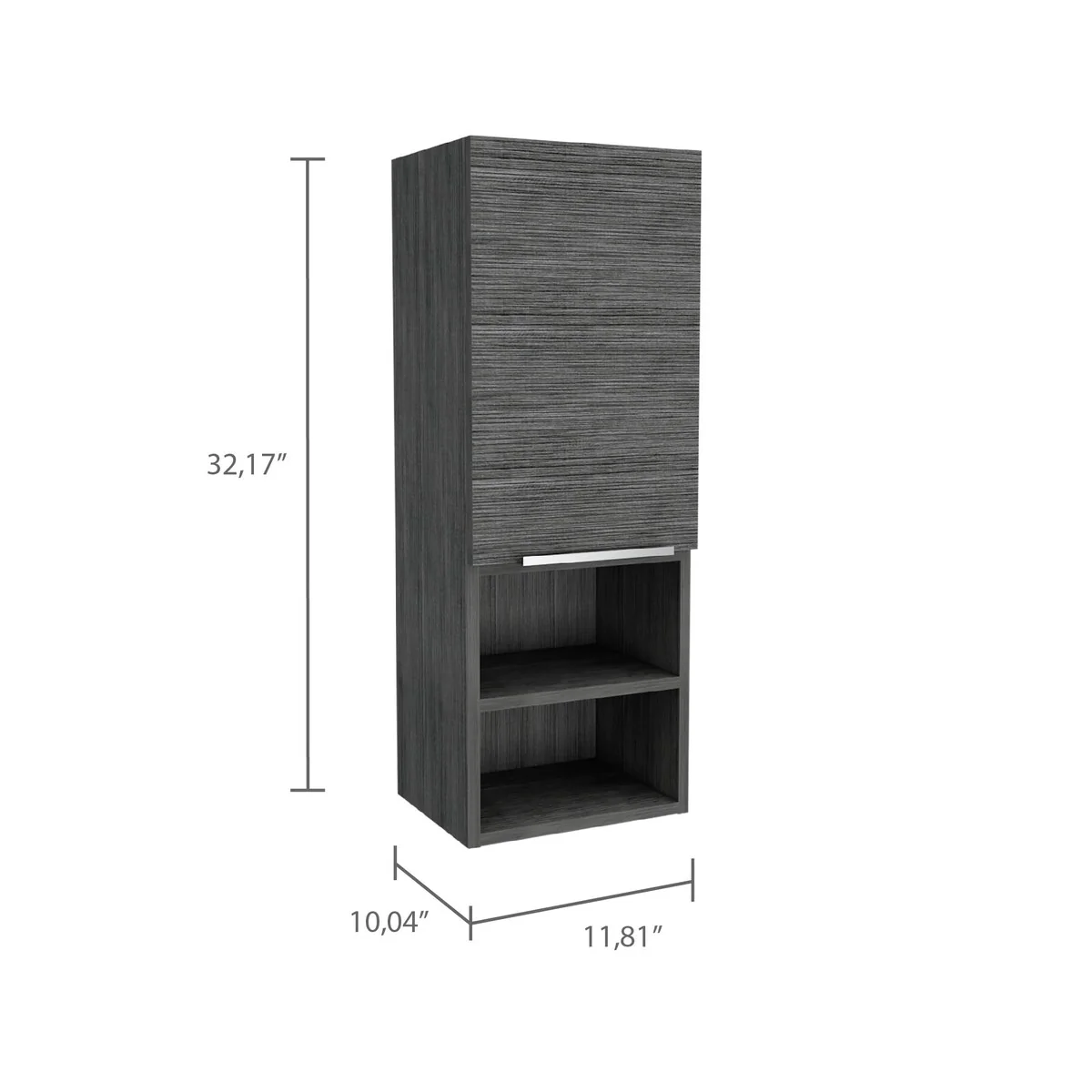 Modern Wood Medicine Cabinet, Compact Bathroom Medicine Cabinet with 1 Door and Open Shelves, 32.08 