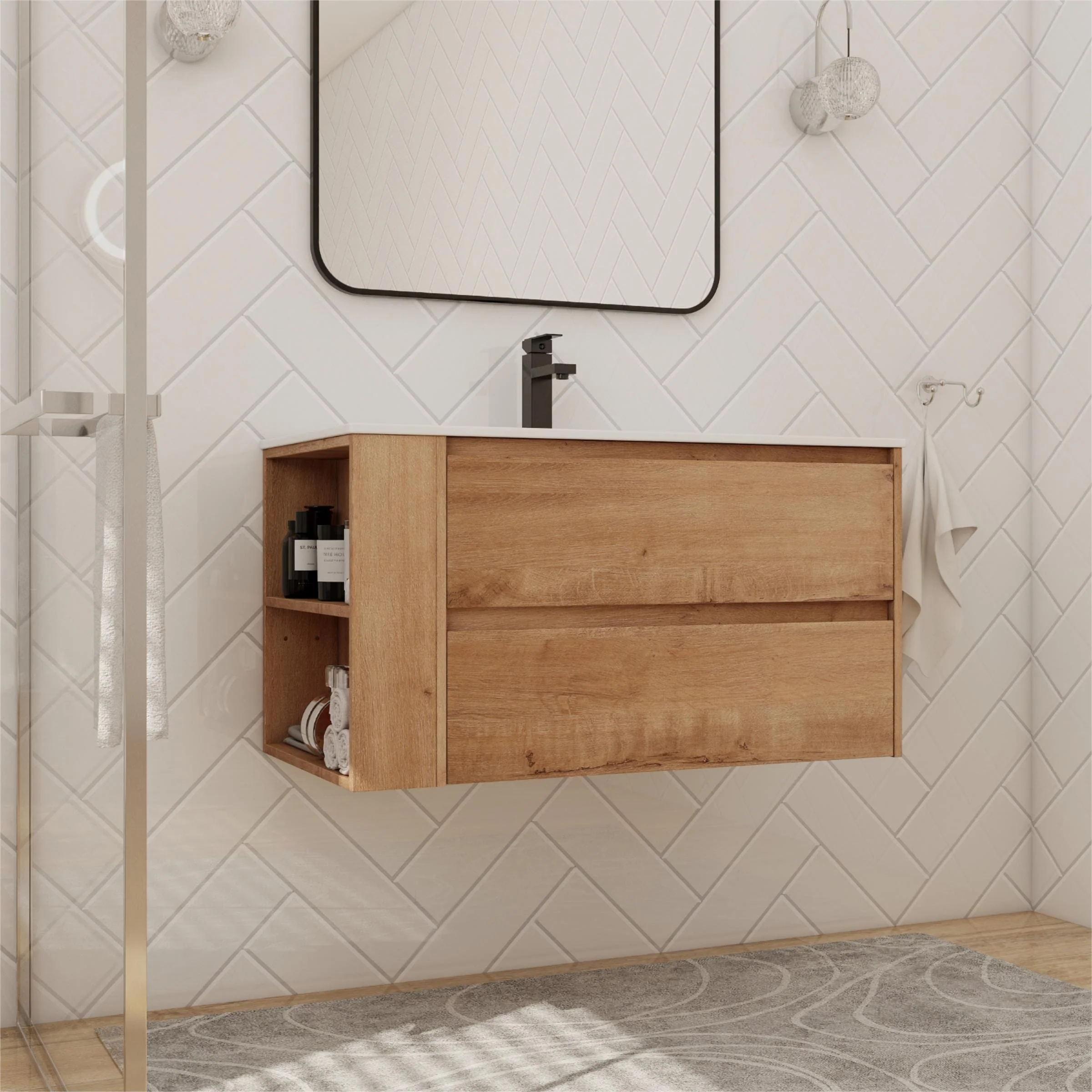 Beingnext 30''/36'' Single Sink Floating Bathroom Vanity with Soft Close Drawer and Adjustable Shelf