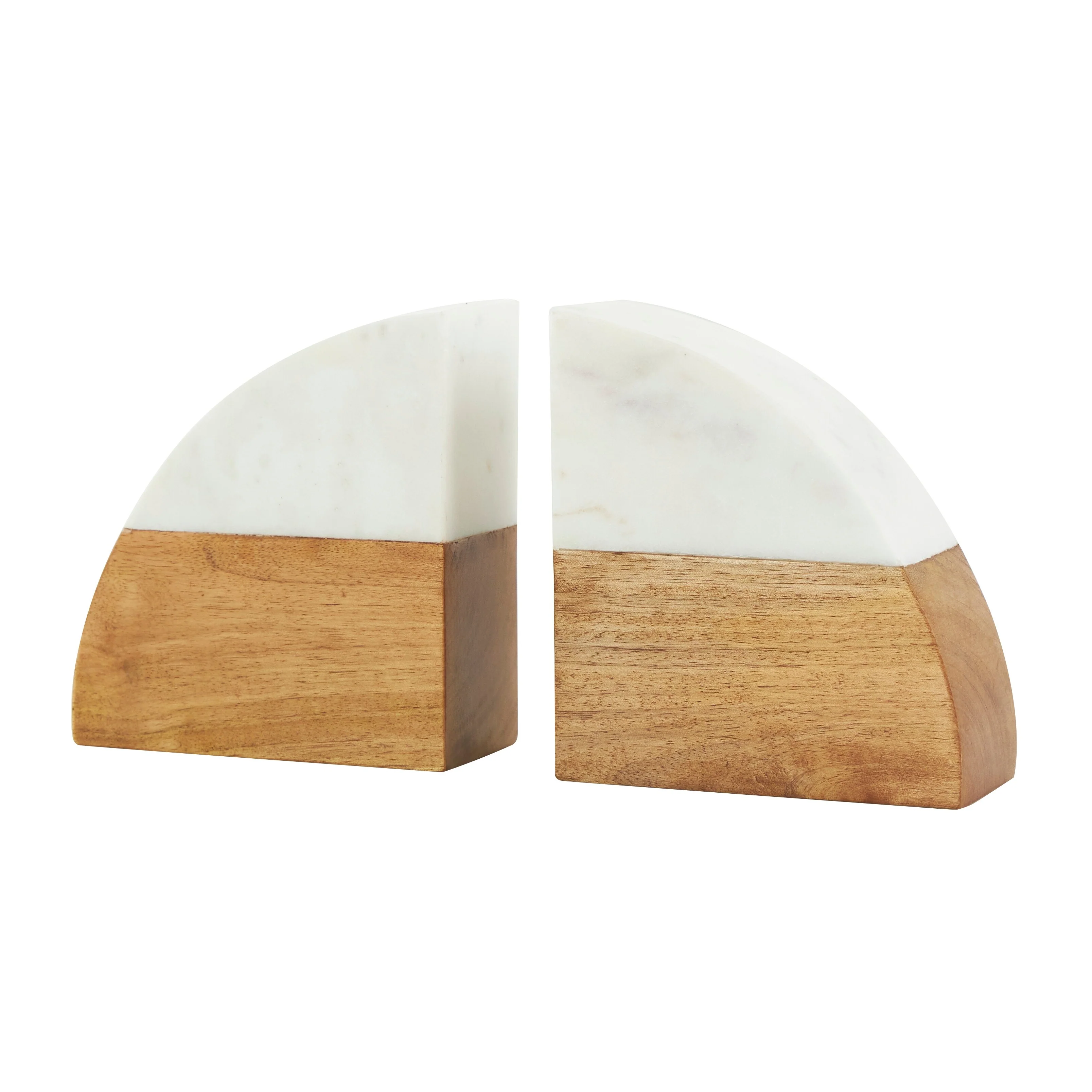 Brown Marble Arched 5 lbs Geometric Decorative Bookends with White Marble Tops (Set of 2)