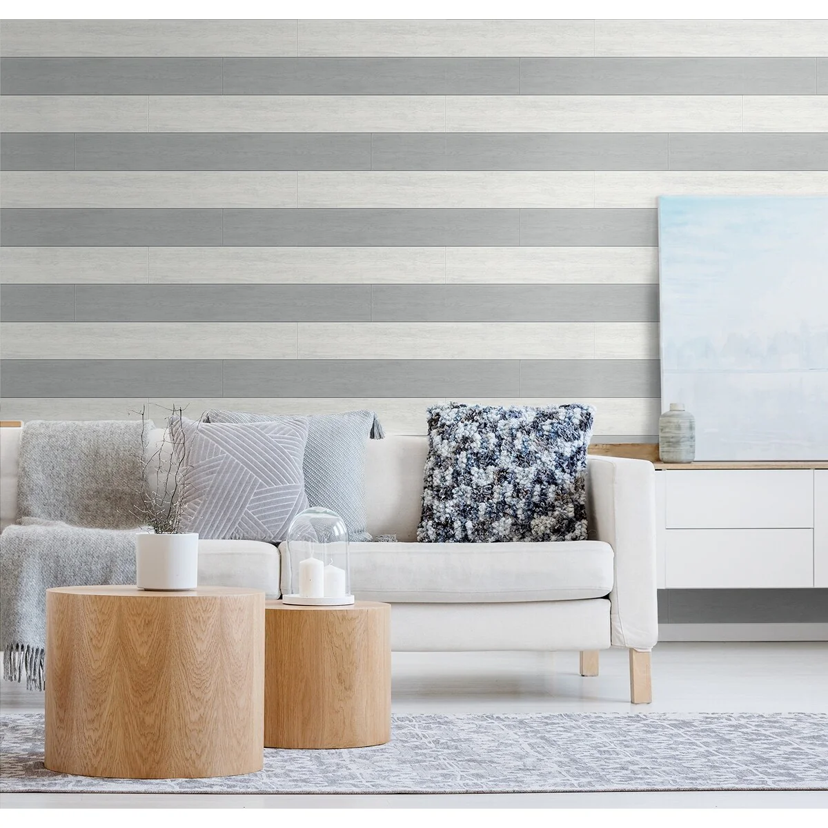 NextWall Two Toned Shiplap Peel and Stick Wallpaper