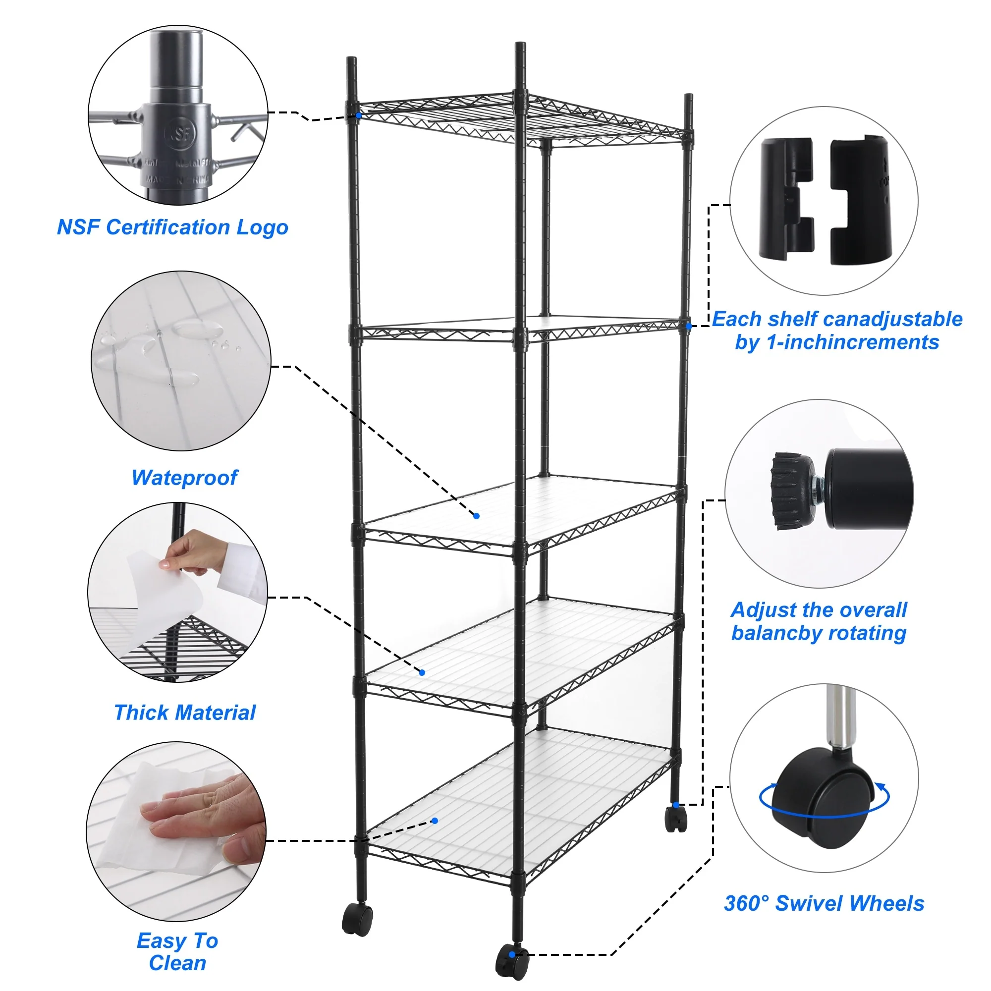 5-Tier Wire Shelving Unit