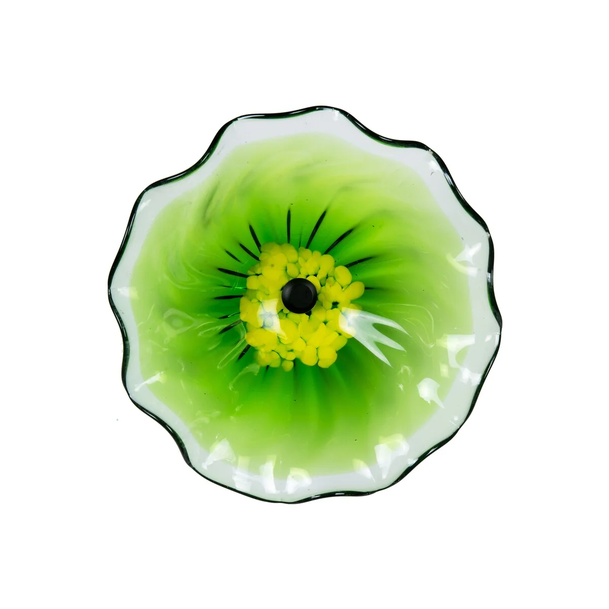 12IN Diameter Green Fiore Bloom Art Glass Wall Décor
