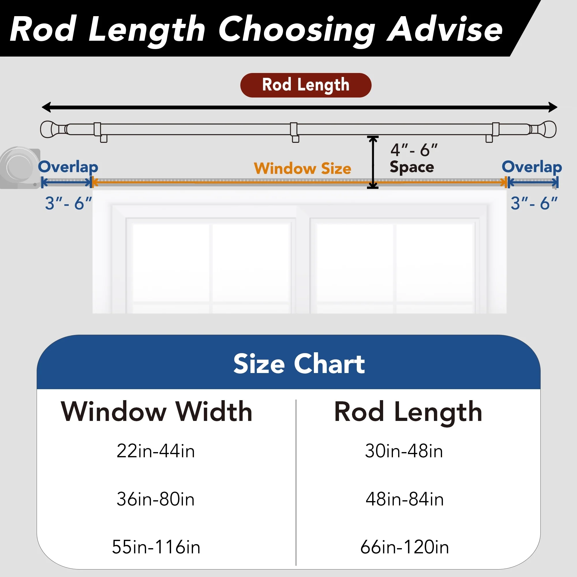 Deconovo 1 Inch Window Curtain Rod