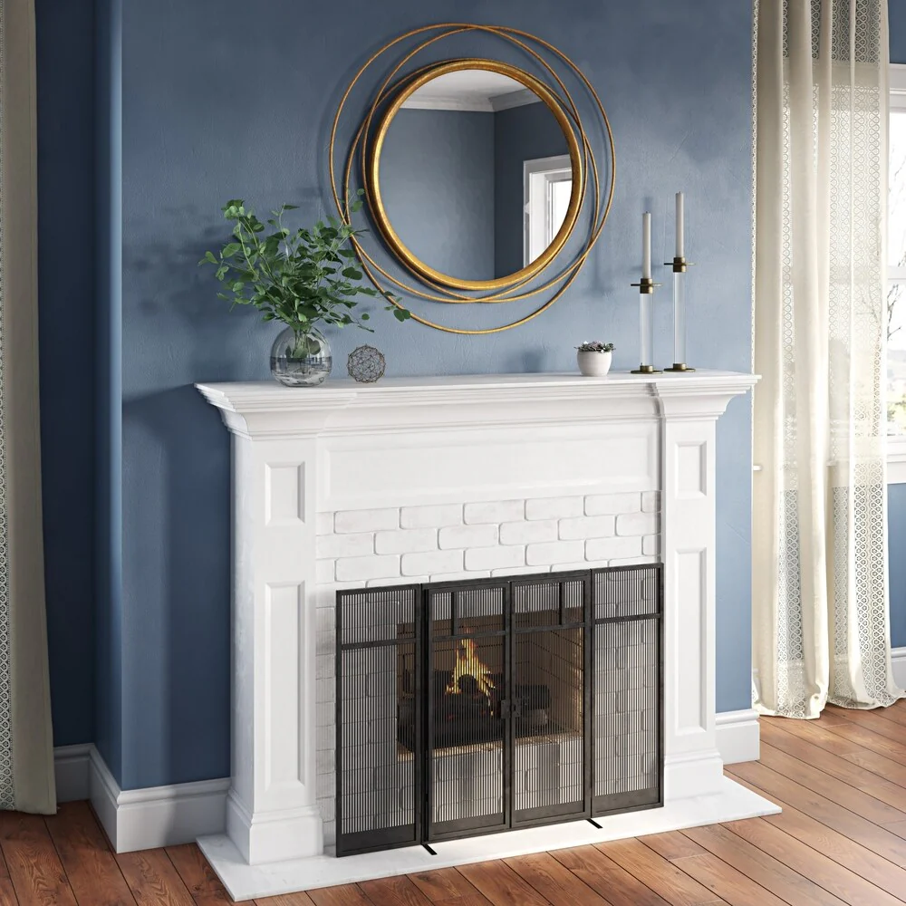 Mia Round Metal Modern Gold Wall Mirror - 32