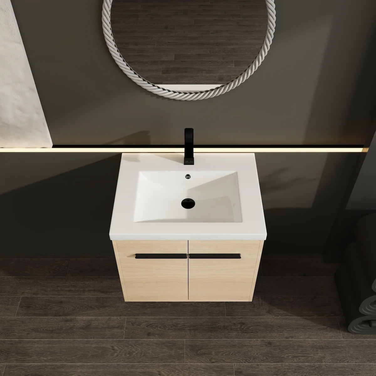 Bathroom Vanity with Resin Countertop Sink & 2 Doors
