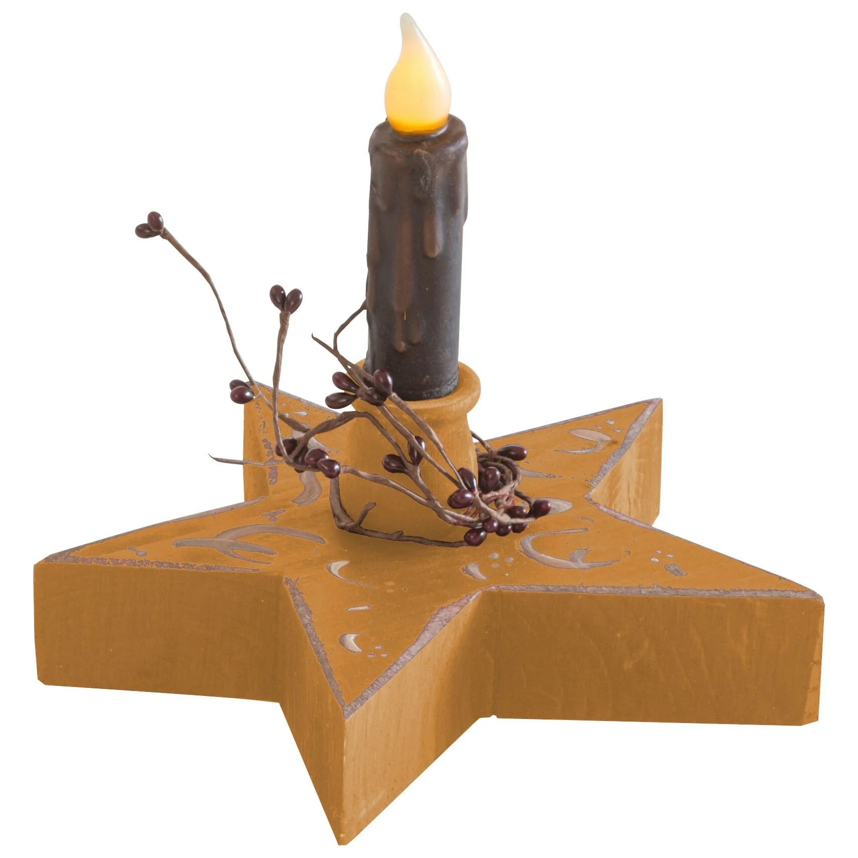 Farmhouse Star Candle Holder with Flameless Candle
