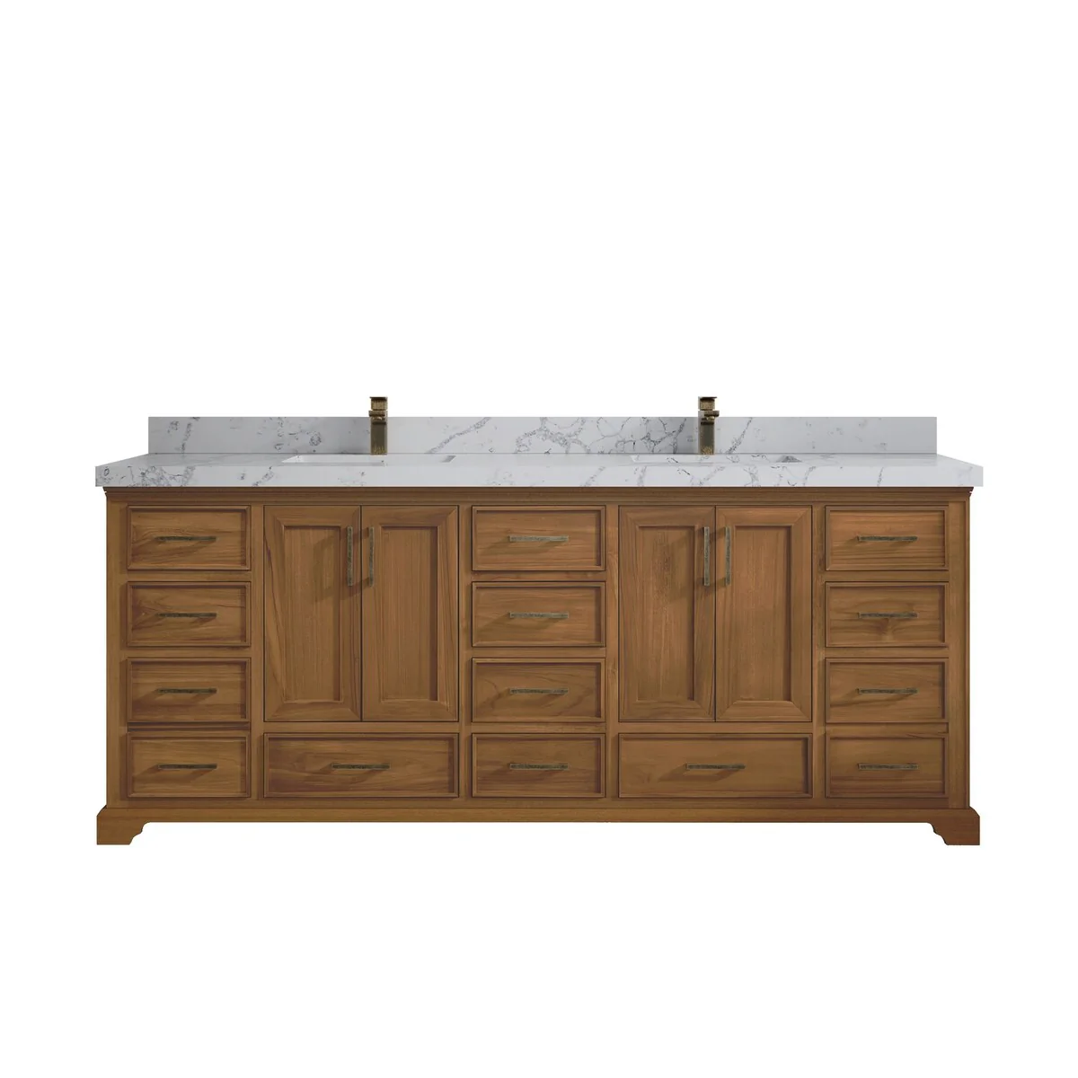Willow Collections 84 in. W x 22 in. D Charlotte Teak Double Sink Bathroom Solid Teak Vanity with Countertop