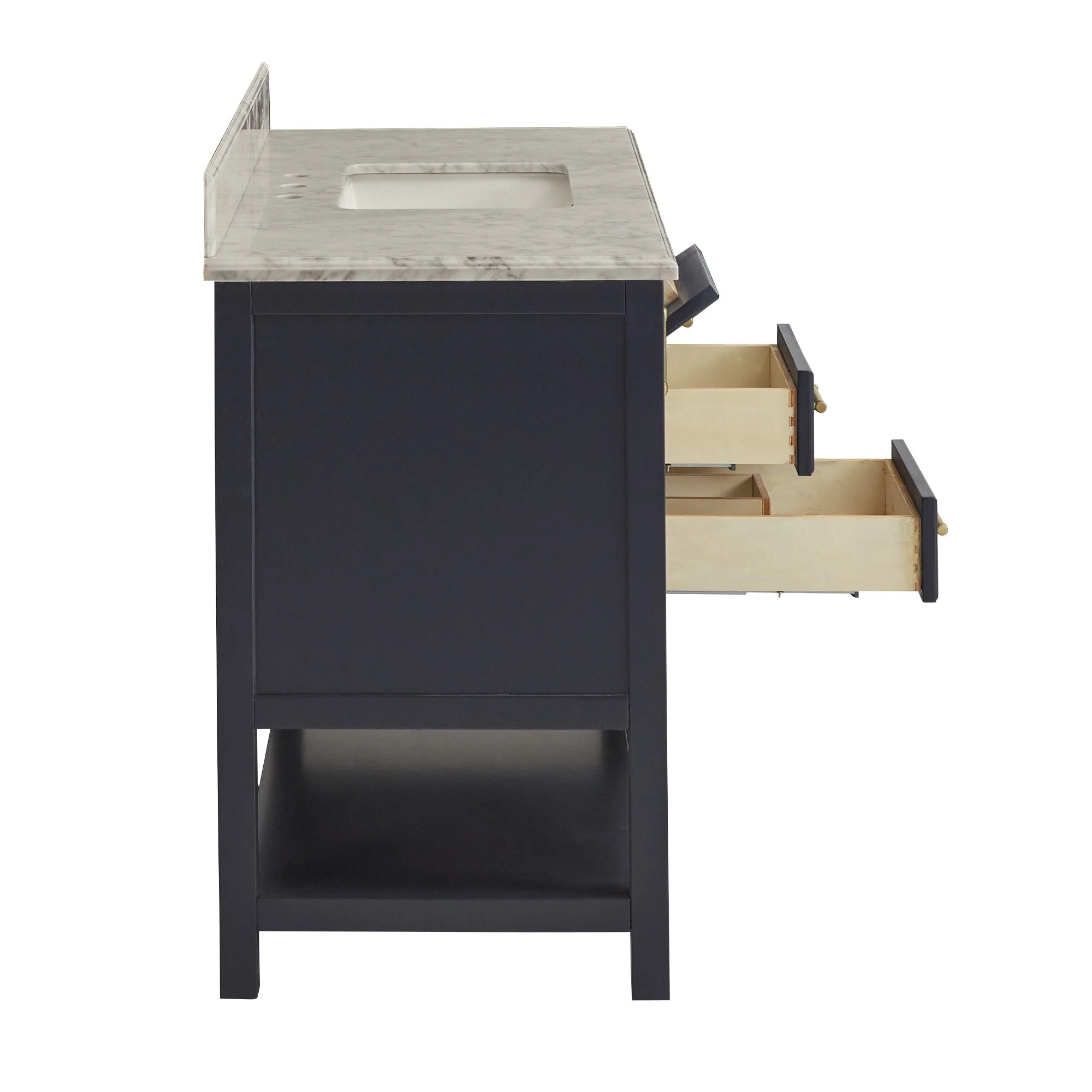 Lilleham Bathroom Sink Vanity with White Marble Veneer Stone Top by iNSPIRE Q Classic