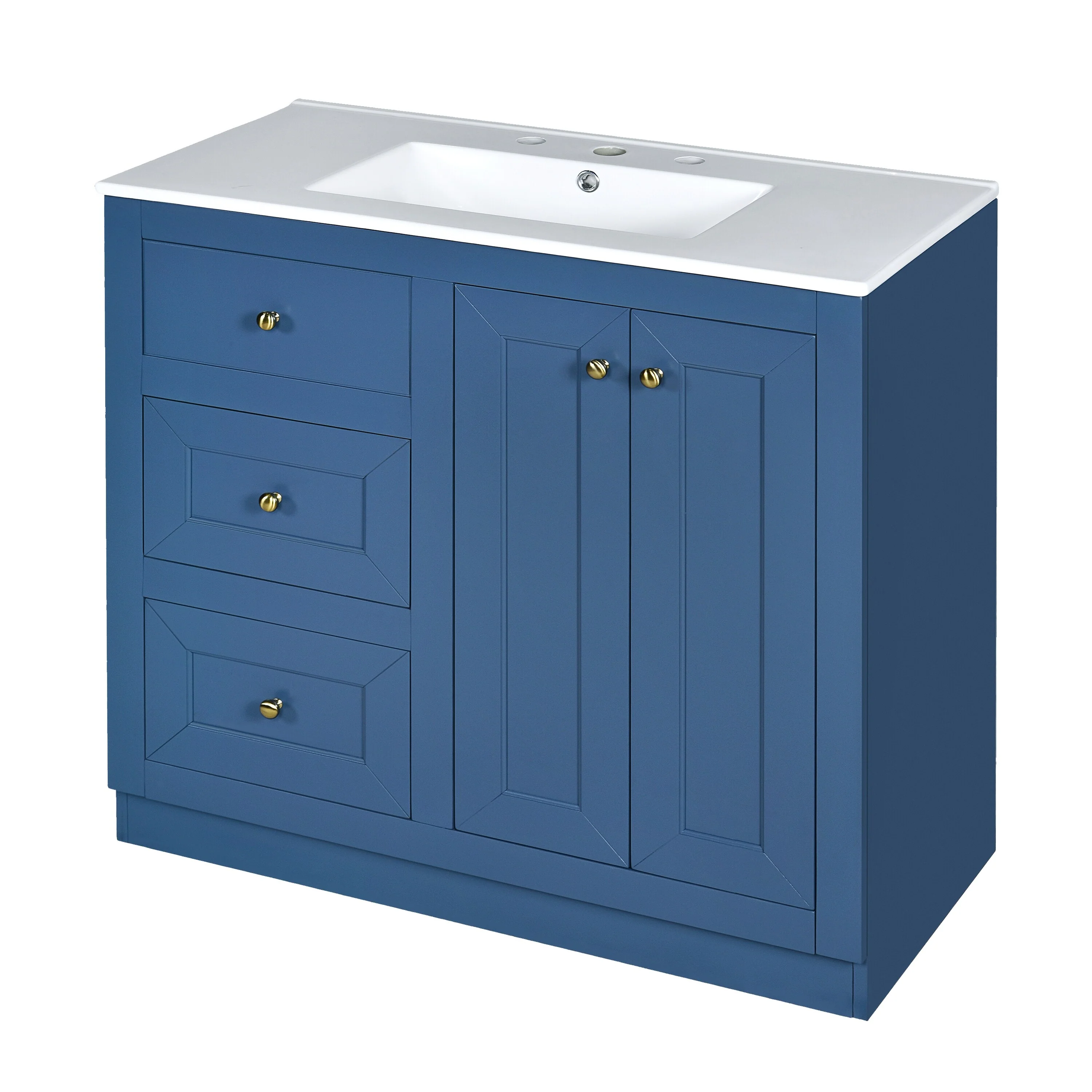 GDFStudio 36inch Bathroom Vanity with Ceramic Sink, Bathroom Storage Cabinet with 2 Drawers& Shelf