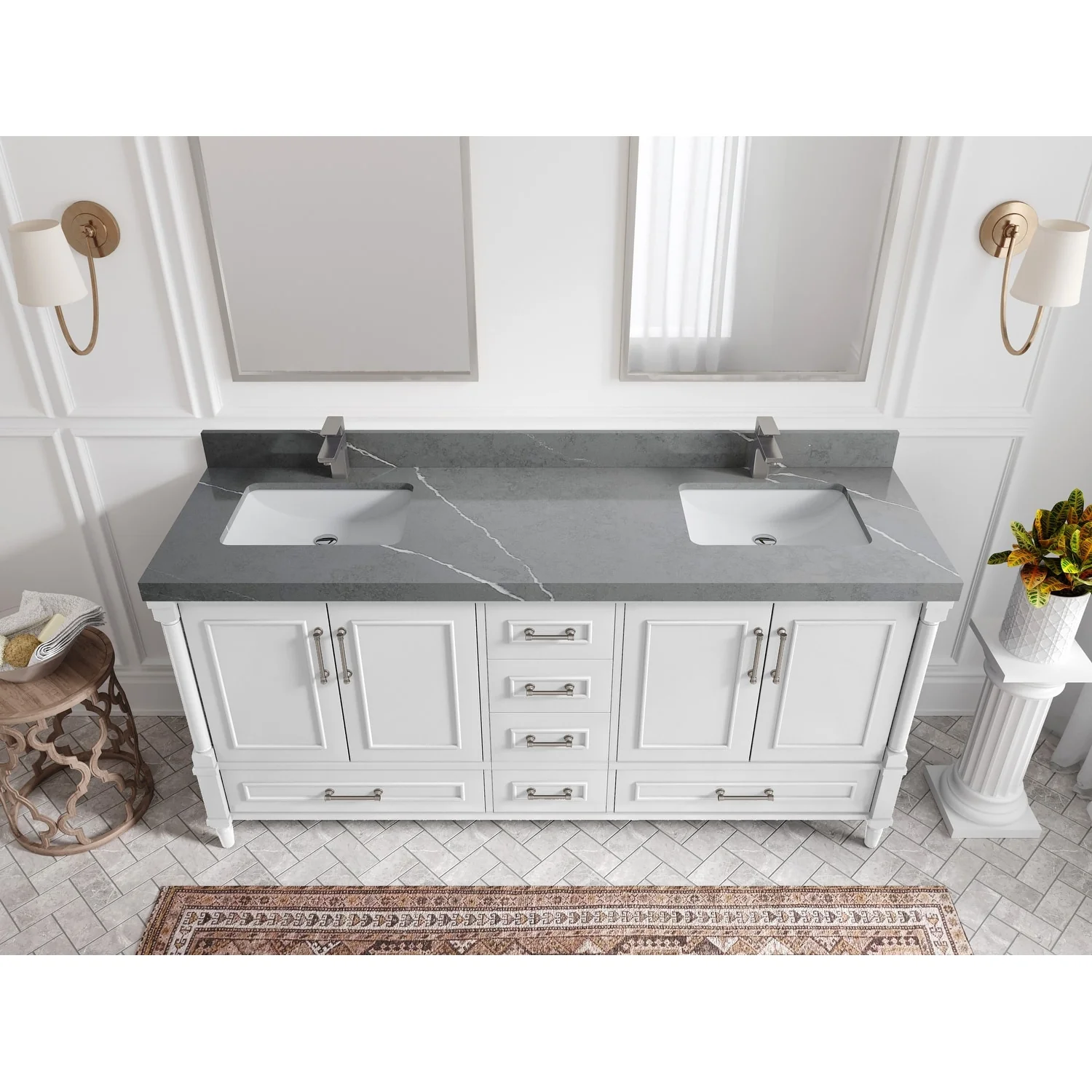Willow Collections 72 in. W x 22 in. D Aberdeen Double Sink Bathroom Vanity with Countertops