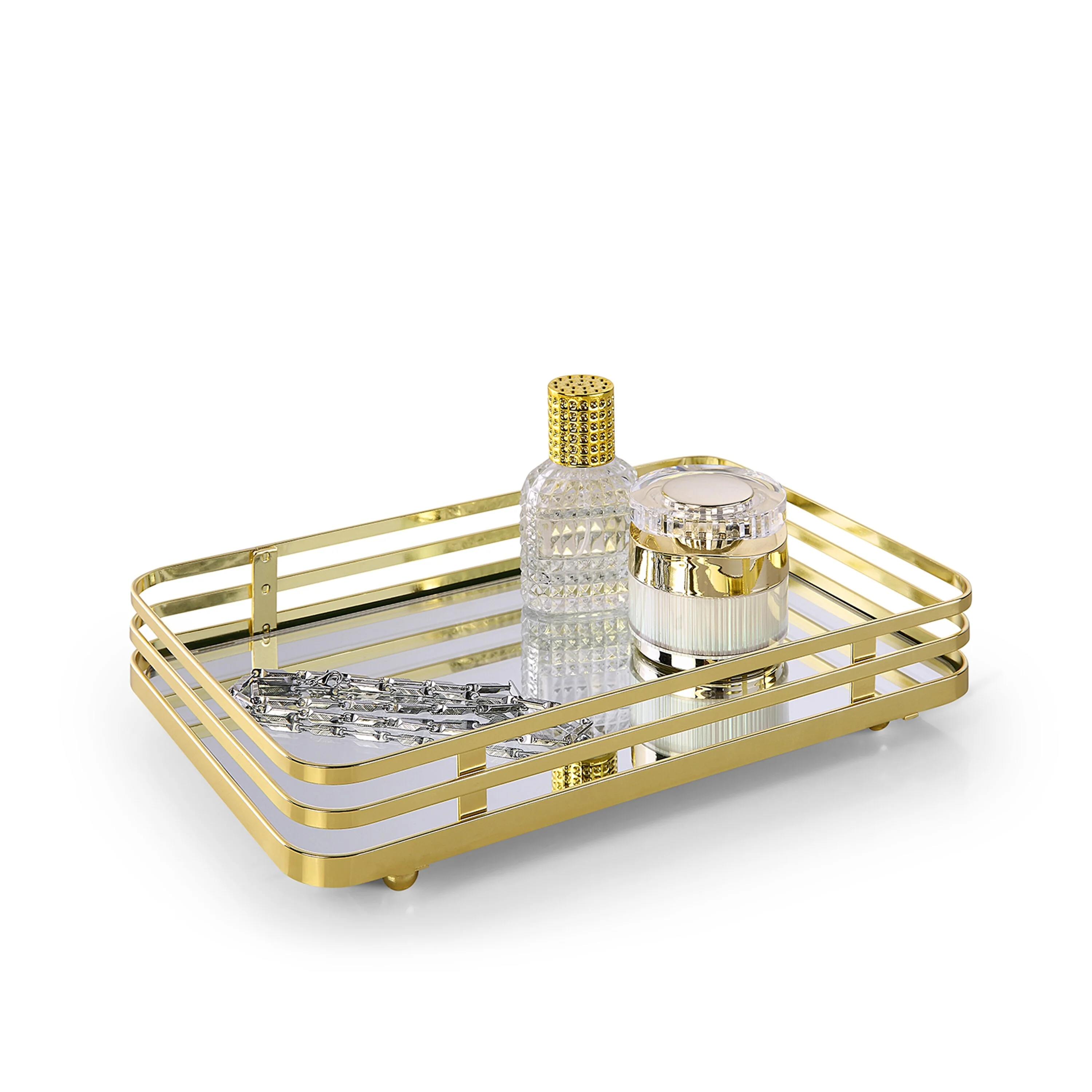 Vanity Perfume Dresser Jewelry Organizer Makeup Mirror Tray