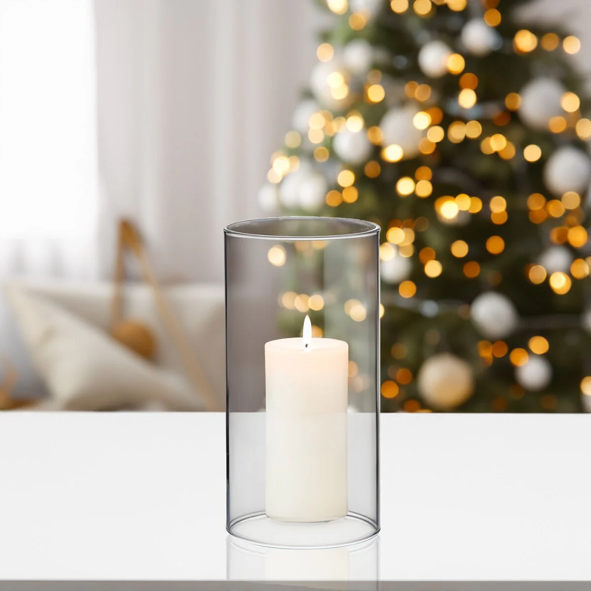 Clear Glass Cylinder Hurricane Chimney Tube, Candle Cover - 1 Piece
