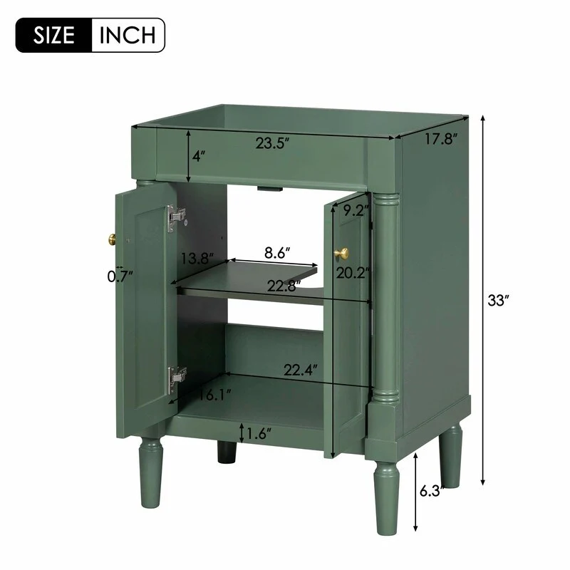 24'' Bathroom Vanity with Top Sink: Modern 2-Tier Storage Cabinet, Single Sink, Large Shelves