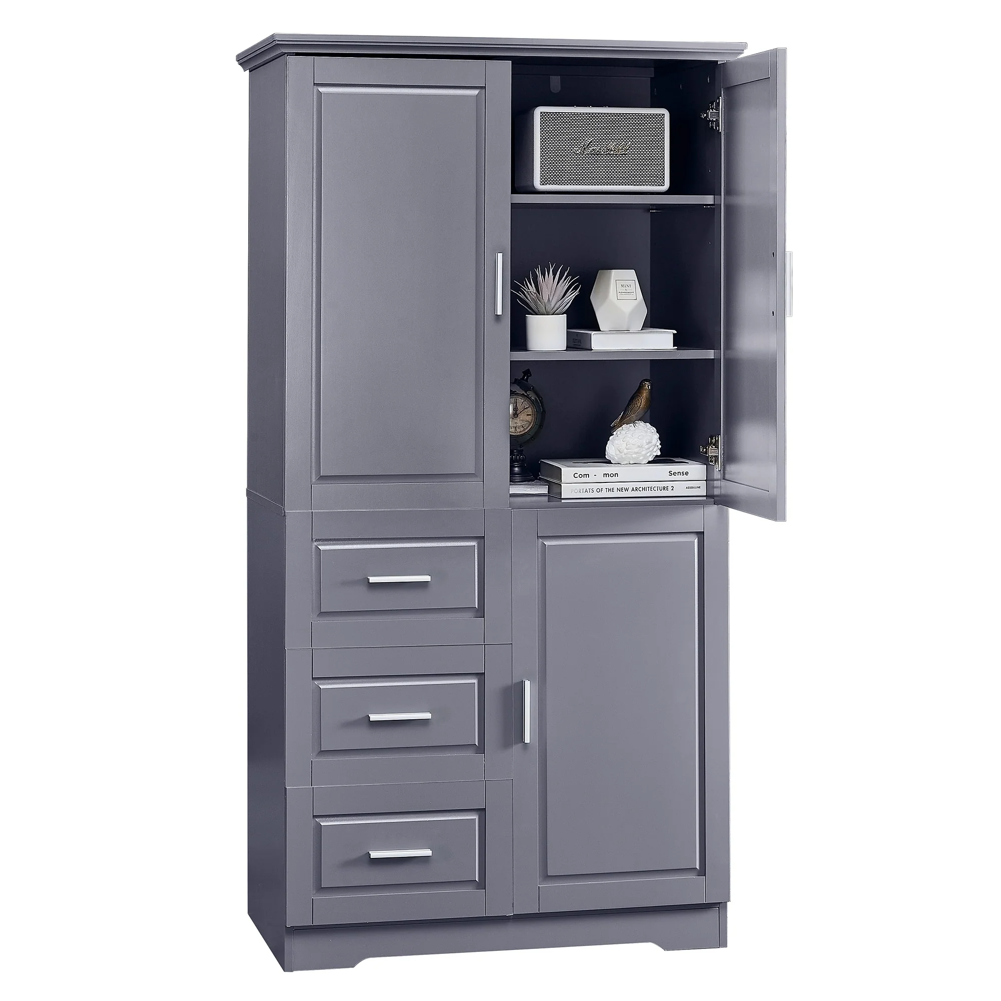 Tall and Wide Storage Cabinet with Doors for Bathroom/Office