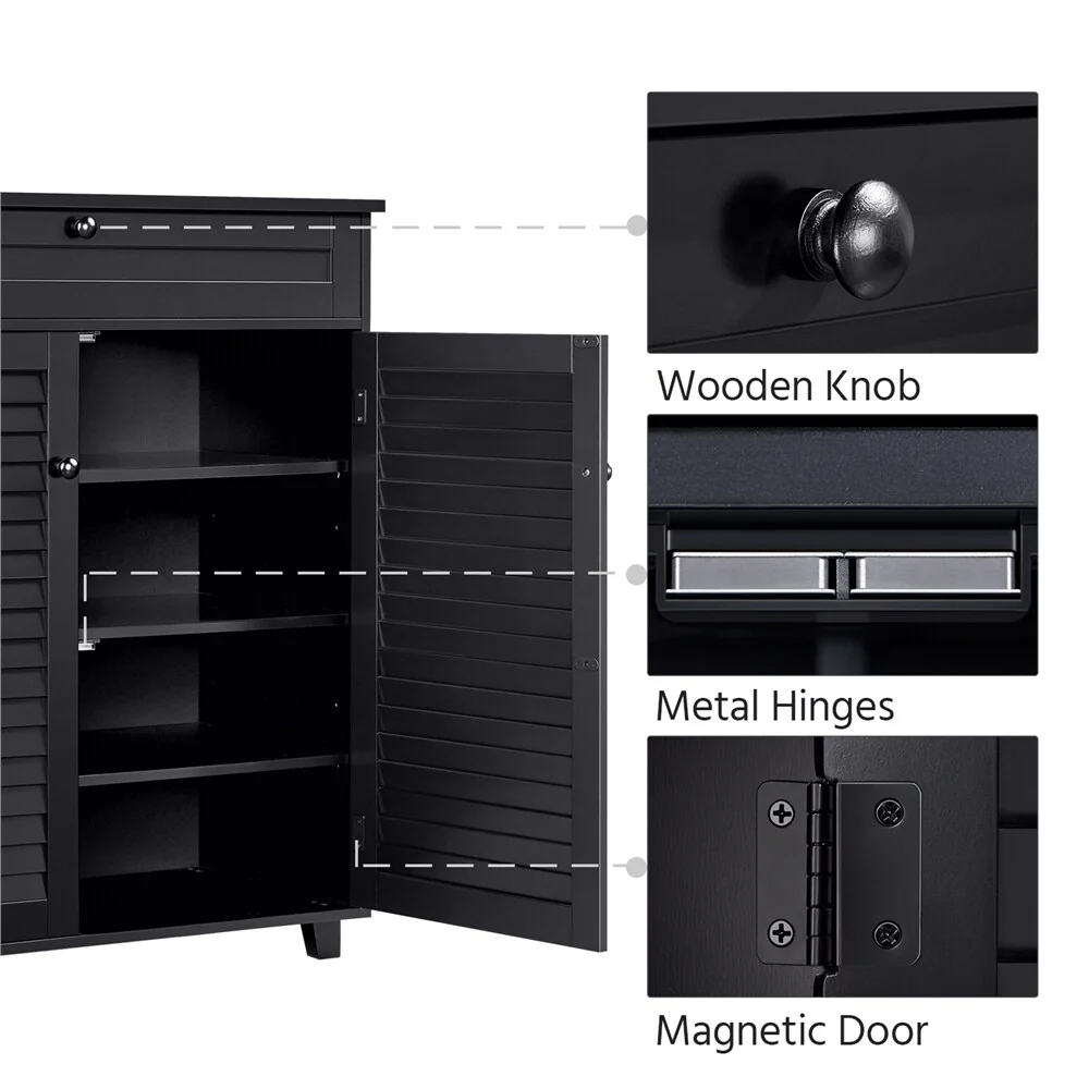 Yaheetech 4 Tier Shoe Storage Cabinet 1 Drawer Closed Adjustable Shoes Rack - 31 x 15 x 34'' (L x W x H)