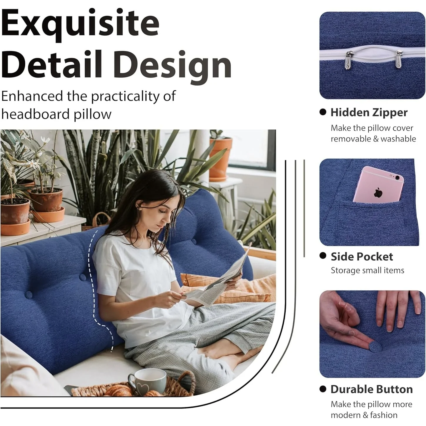 WOWMAX Bed Rest Wedge Pillow Oversized Extra Long Back Lumbar Pillow