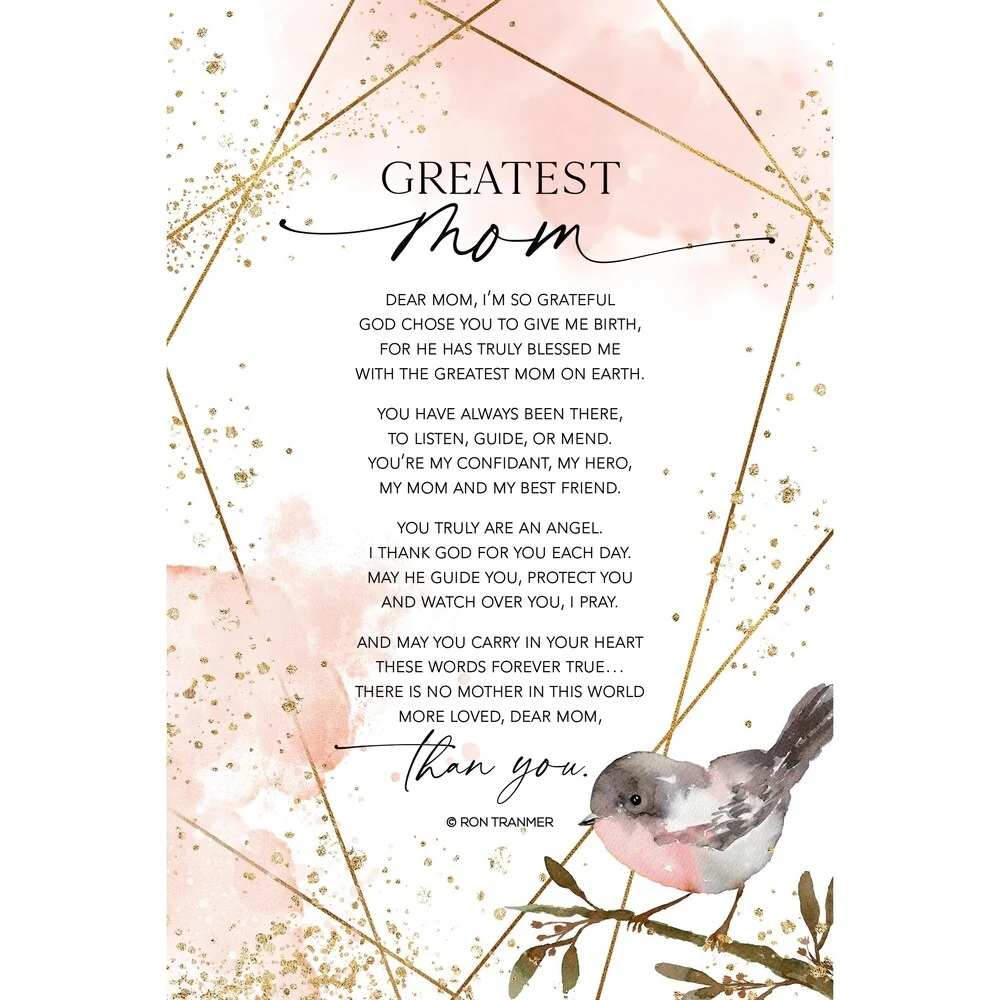 Greatest Mom Wood Plaque with Easel and Hanger 6 inches x 9 inches