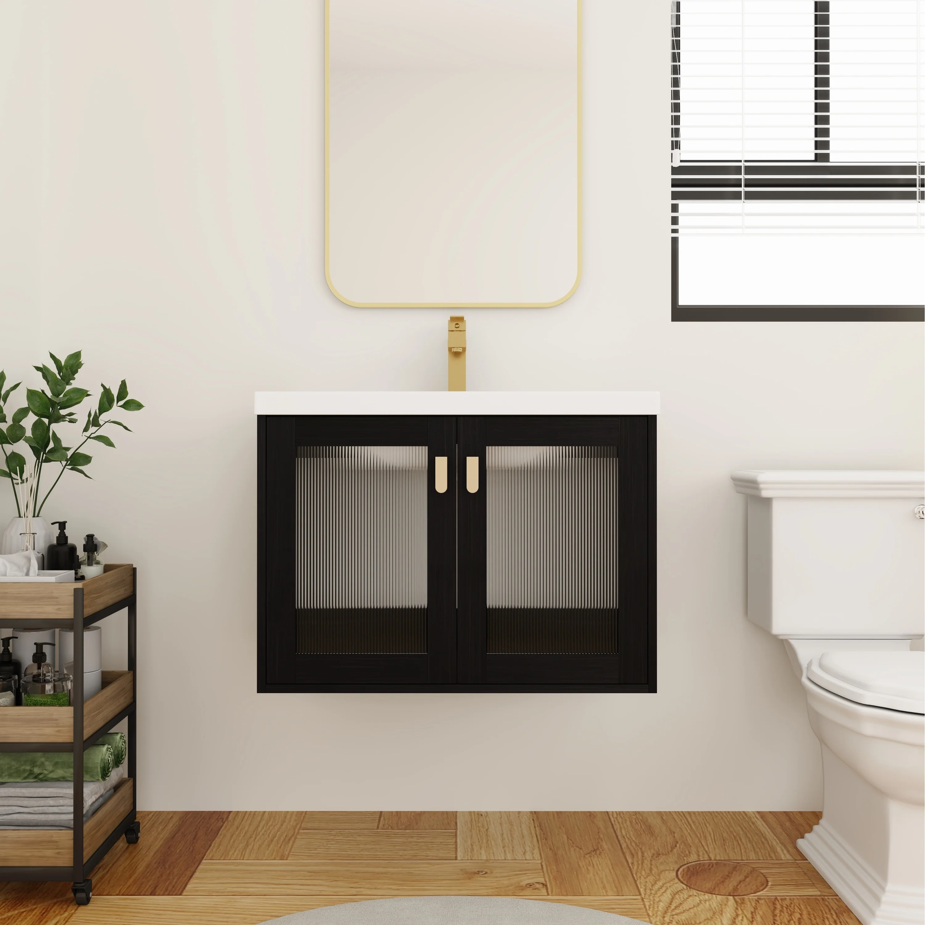 BNK 28/ 32/36/40 Inch Single Sink Bathroom Vanity with Soft Close Door, Modern Floating Vanity