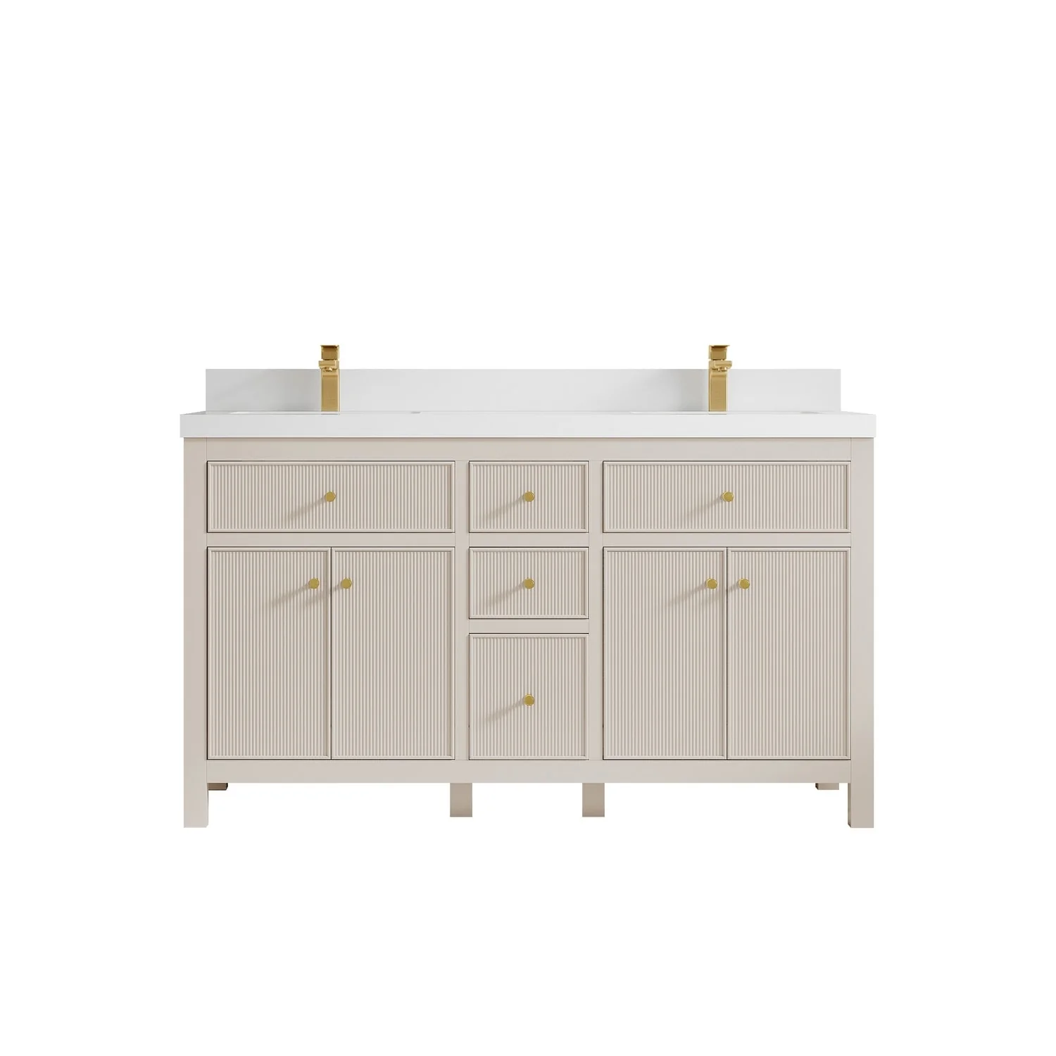 Willow Collections 60 in. W x 22 in D. Sonoma Free Standing Reeded Double Sink Bathroom Vanity with Countertop