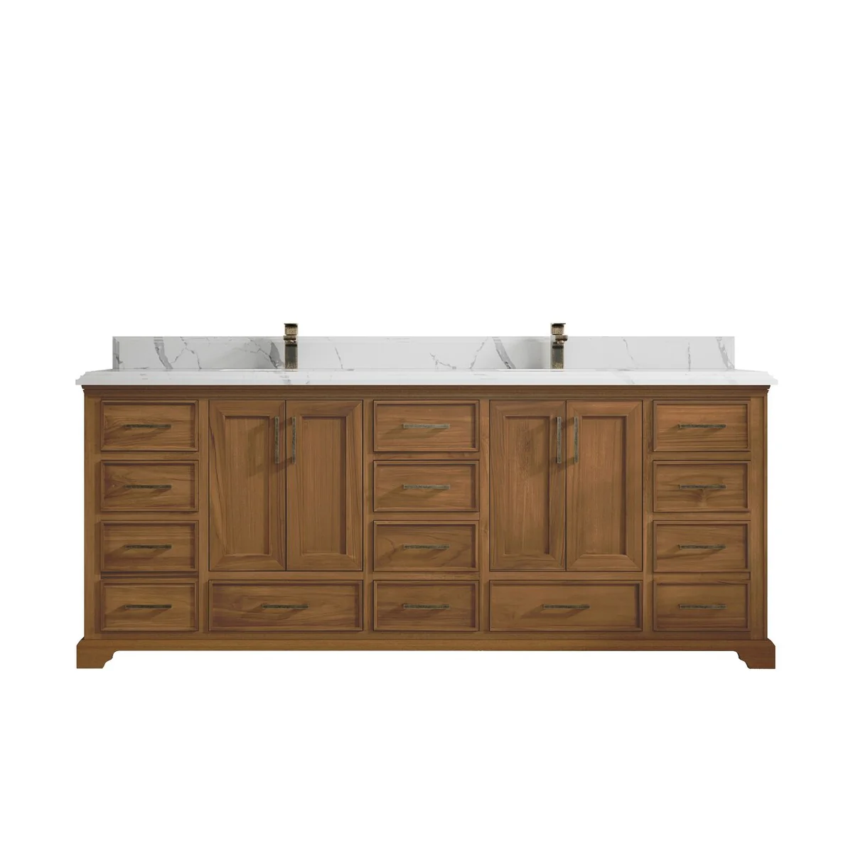 Willow Collections 84 in. W x 22 in. D Charlotte Teak Double Sink Bathroom Solid Teak Vanity with Countertop