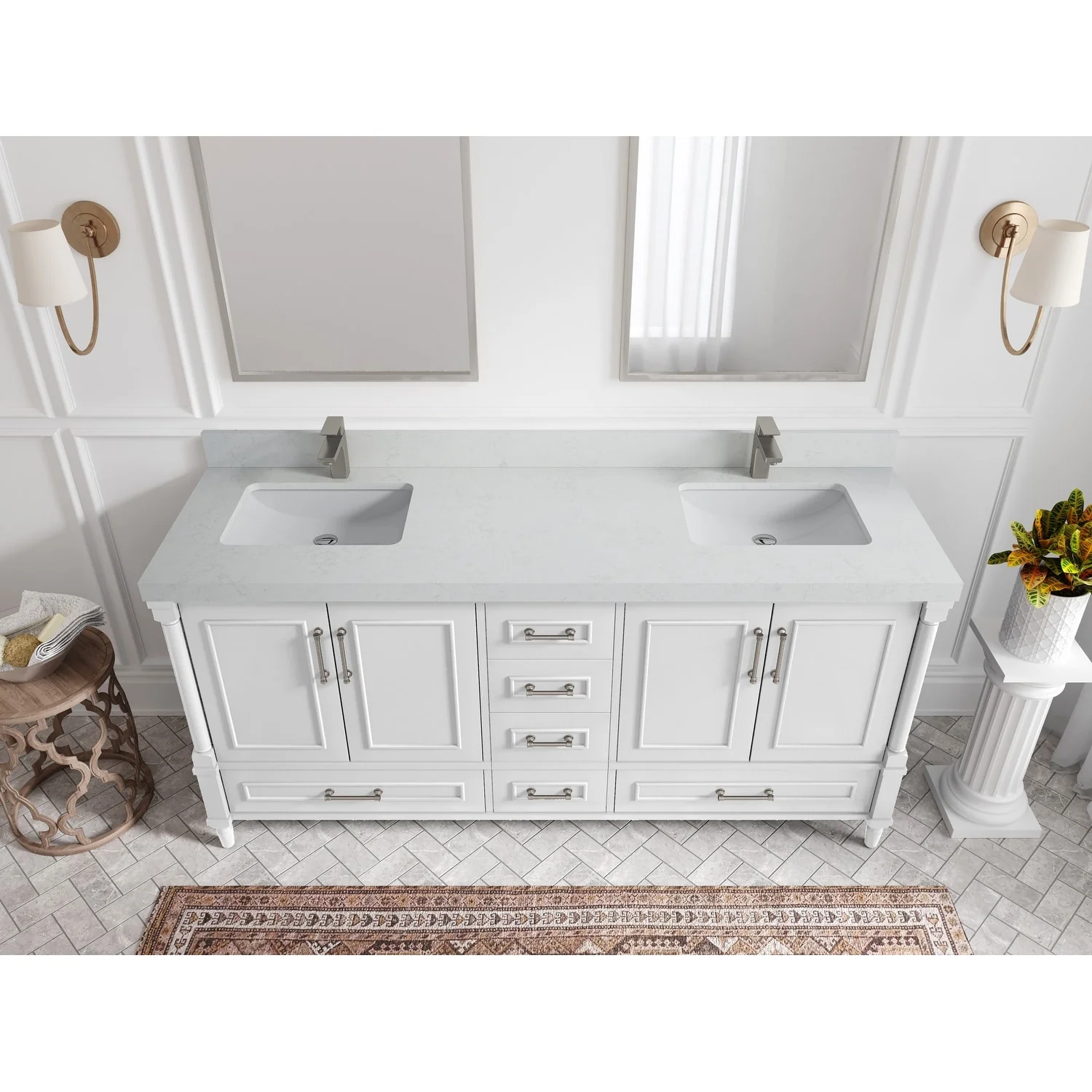 Willow Collections 72 in. W x 22 in. D Aberdeen Double Sink Bathroom Vanity with Countertops