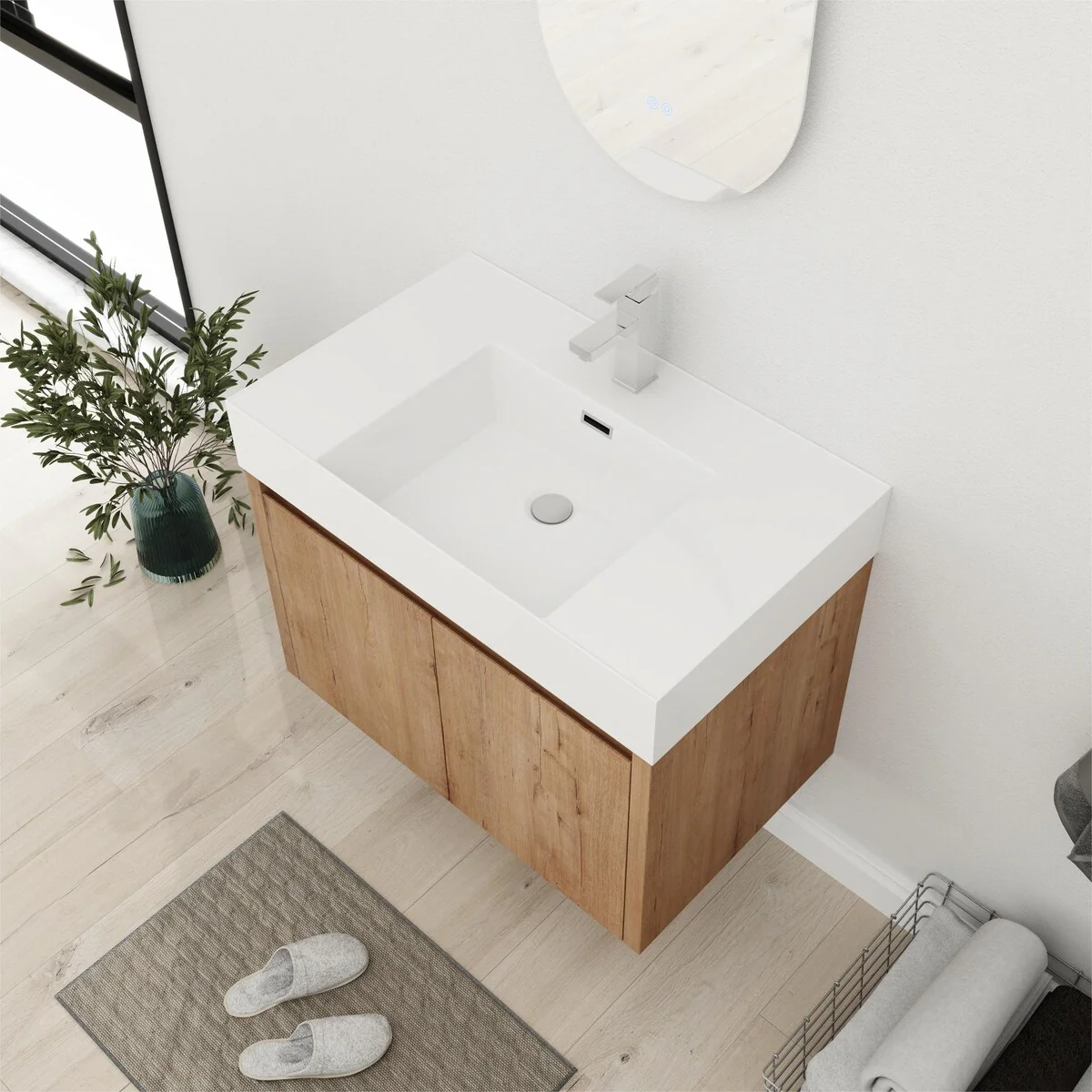 Bathroom Vanity With Sink In 24/30/36 Inch, Floating Bathroom Vanity with Soft Close Door