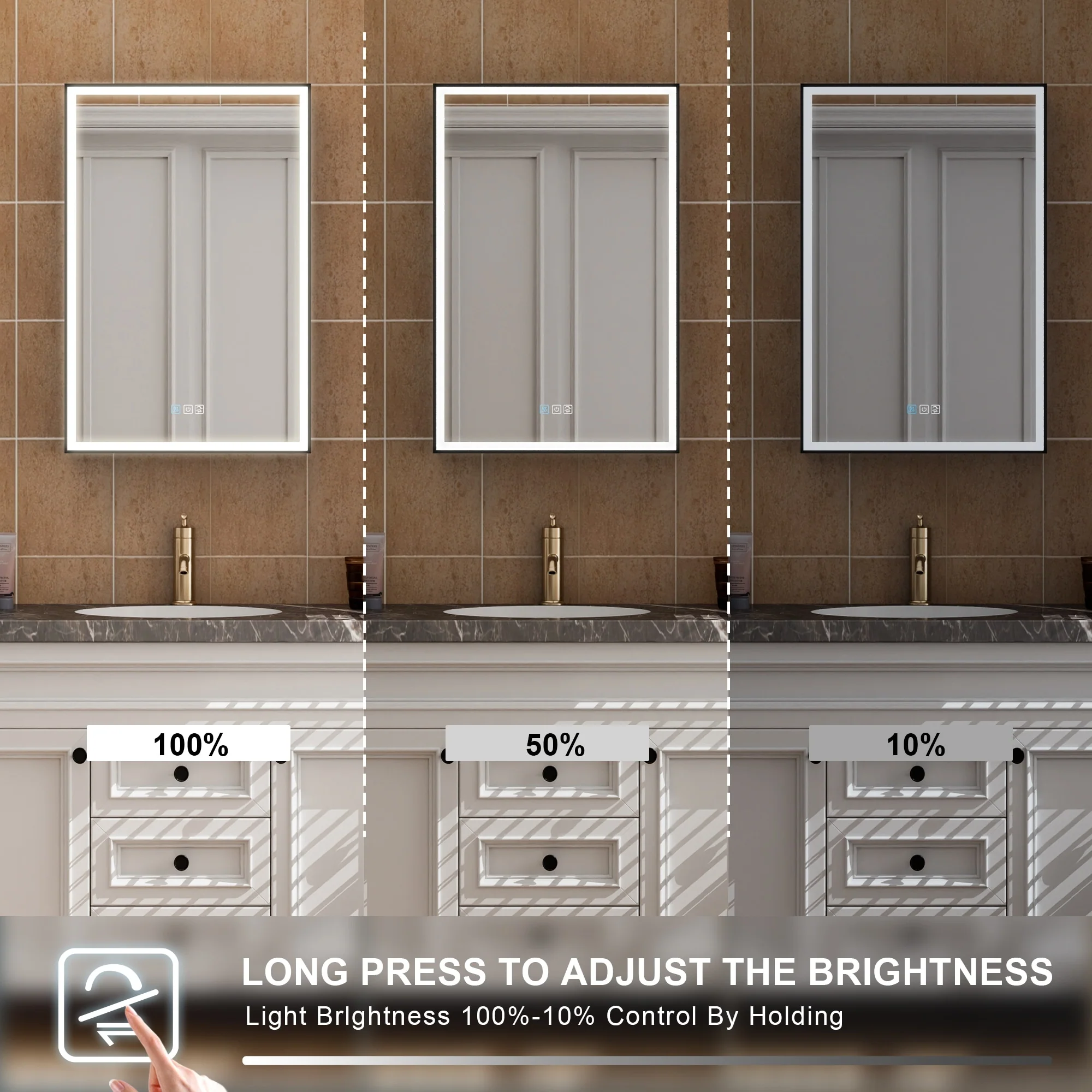 30 in. H Recessed or Surface Wall Mounted LED Mirror Cabinet With Black Side Cabinet