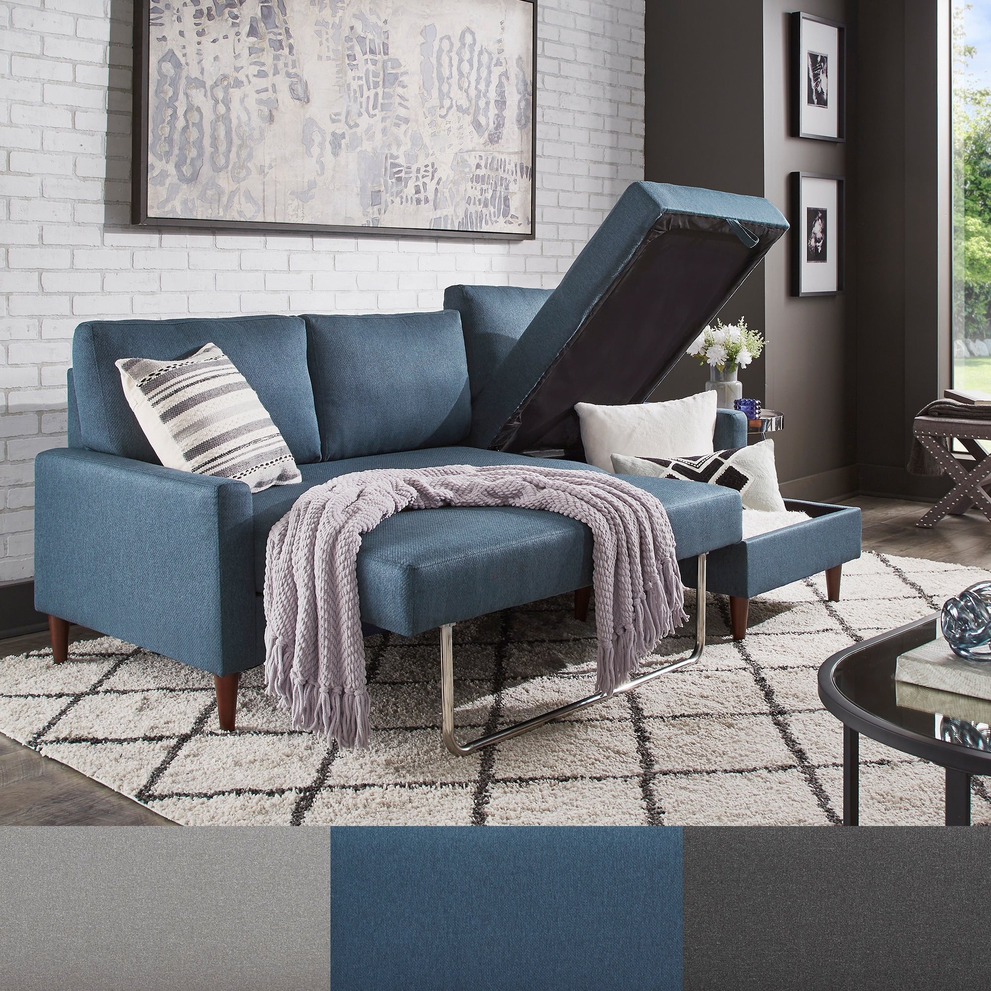 Parker Convertible Sofa with Right Facing Storage Chaise by iNSPIRE Q Modern