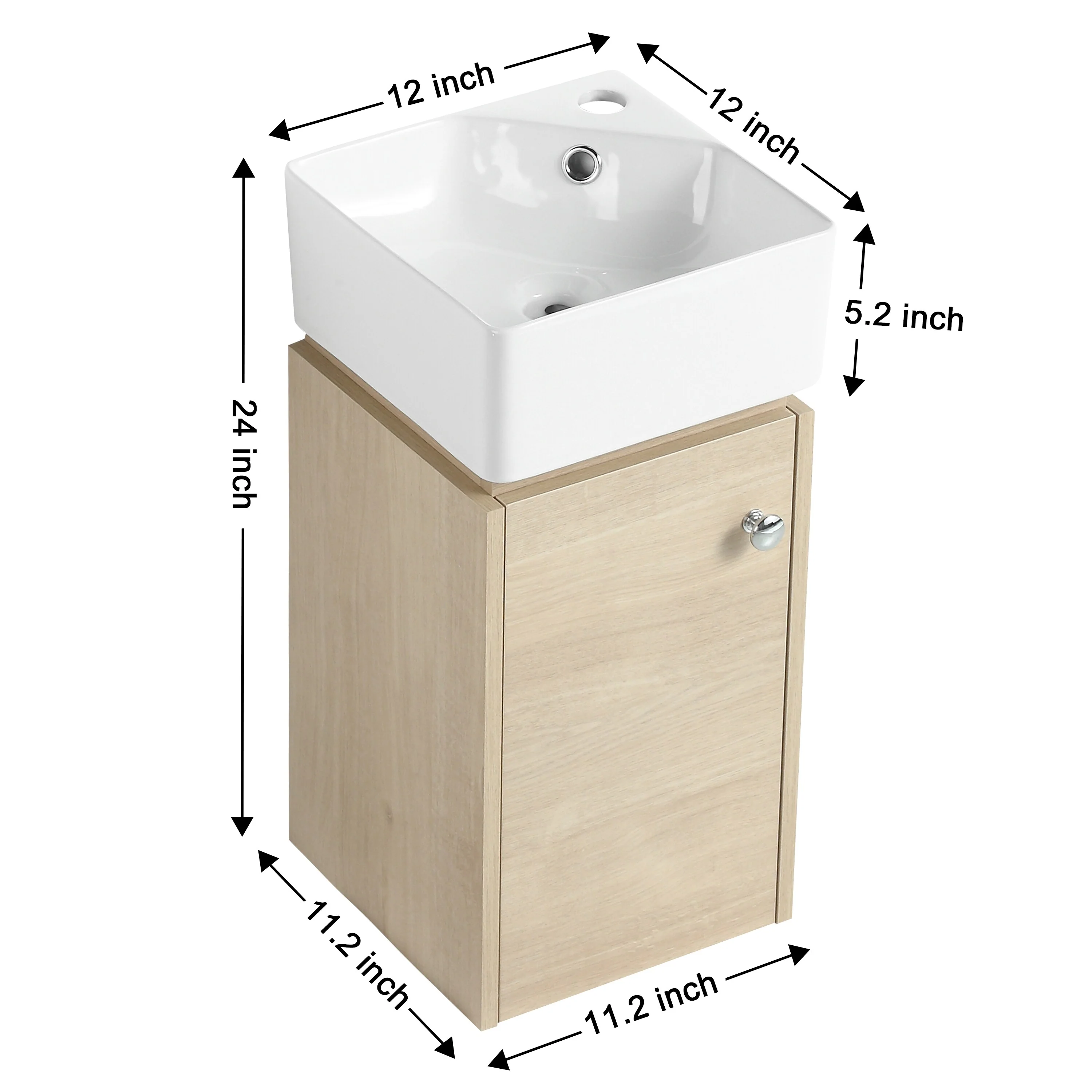 Bathroom Vanity With Sink In 12 Inch, Floating Bathroom Vanity With Soft Close Door