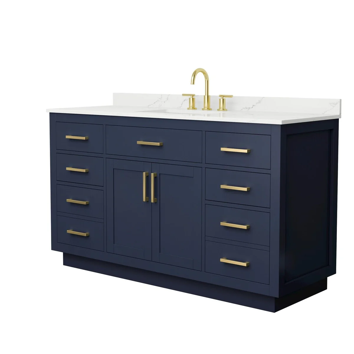 Beckett TK 60-inch Single Vanity, 3 Hole Quartz Top