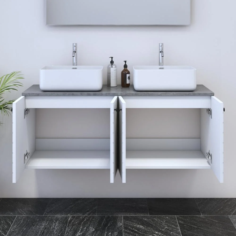 Avela 4D 120 Double Sink Floating Bathroom Vanity (48