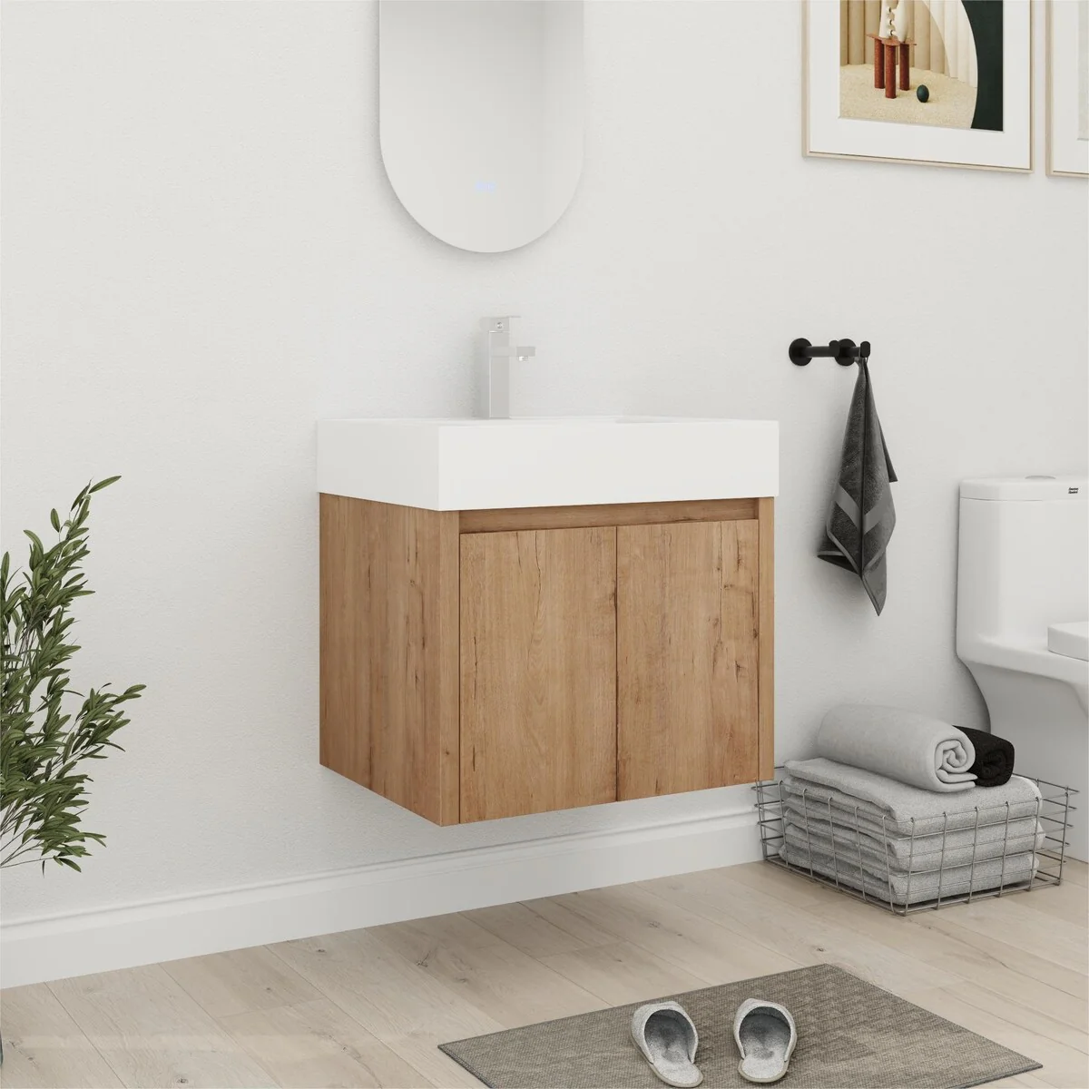 Bathroom Vanity With Sink In 24/30/36 Inch, Floating Bathroom Vanity with Soft Close Door