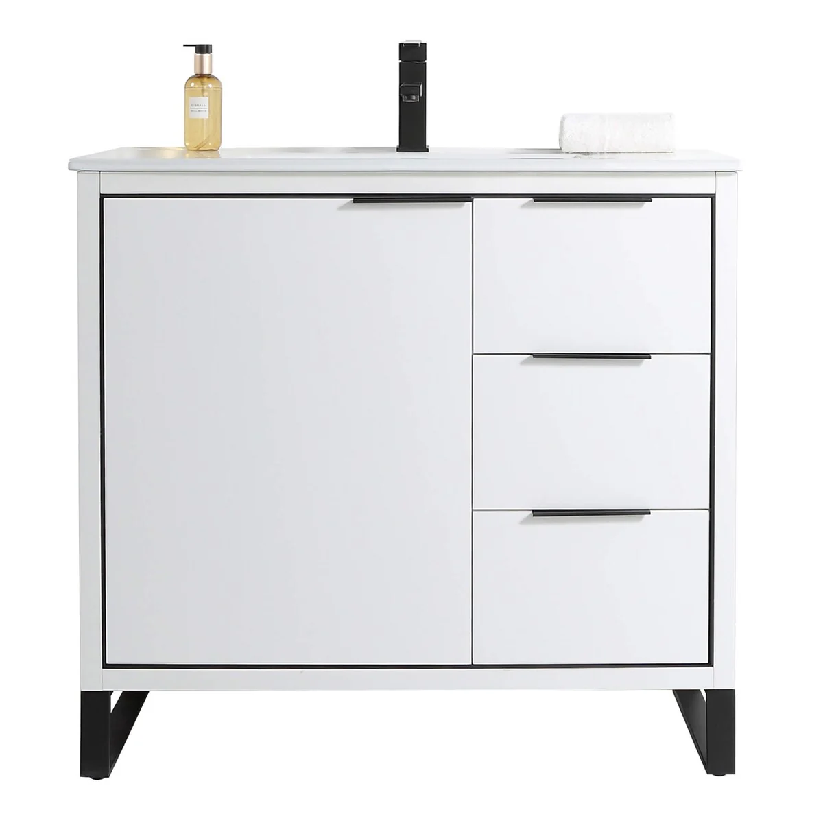 Fine Fixtures Opulence Collection Bathroom Vanity with White Ceramic Sink