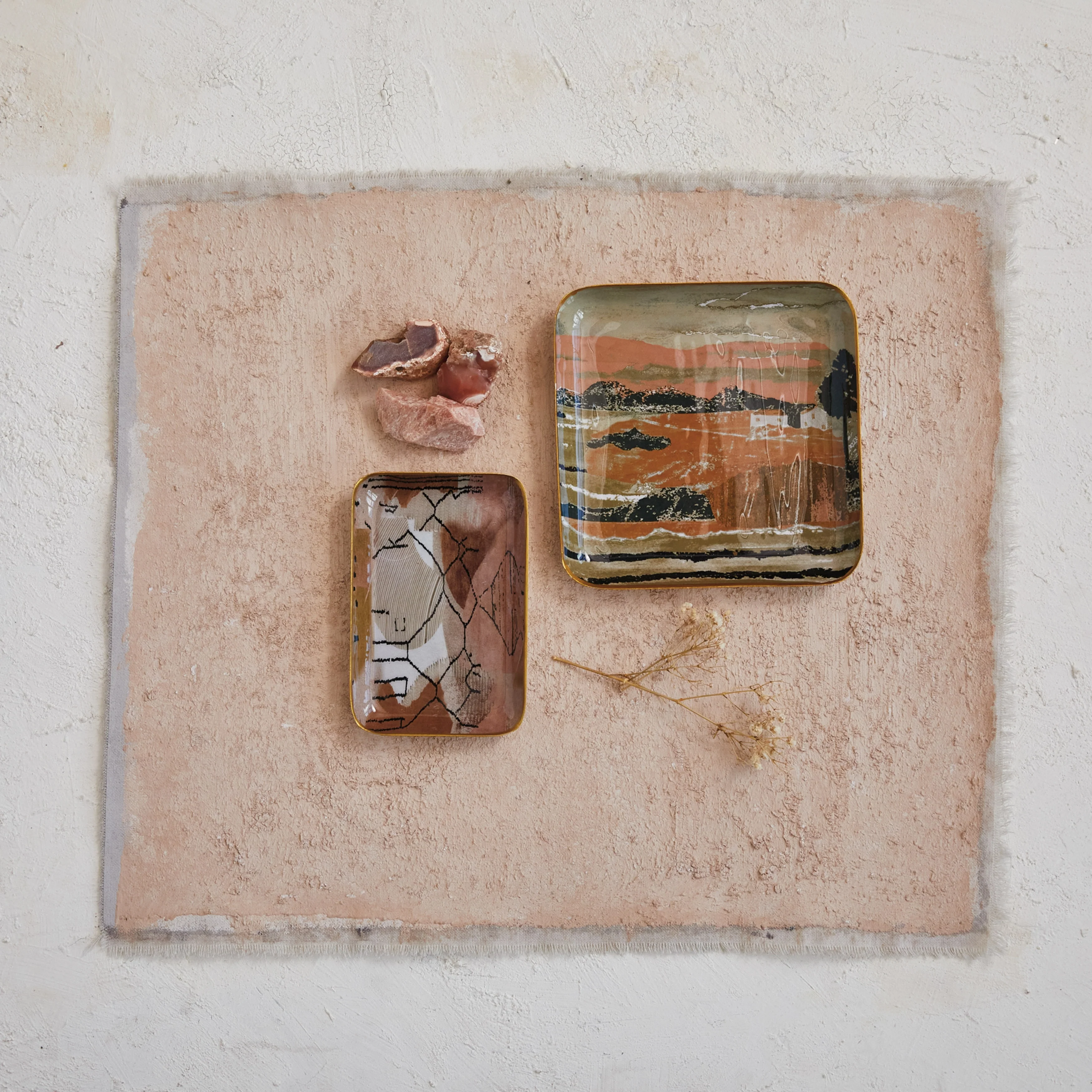 Abstract Enameled Metal Trays