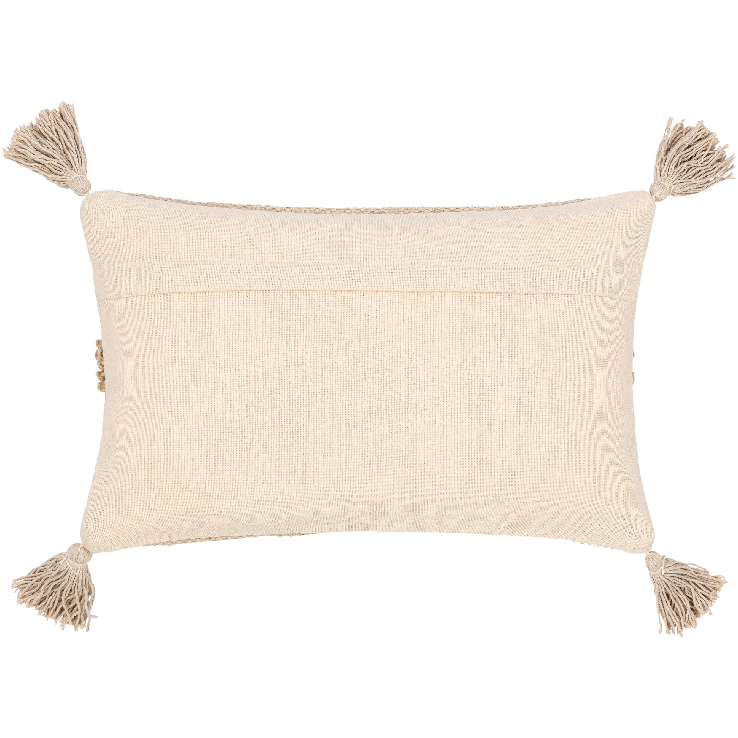 Goa Taupe Bohemian Tassel Wool Throw Pillow Cover (20