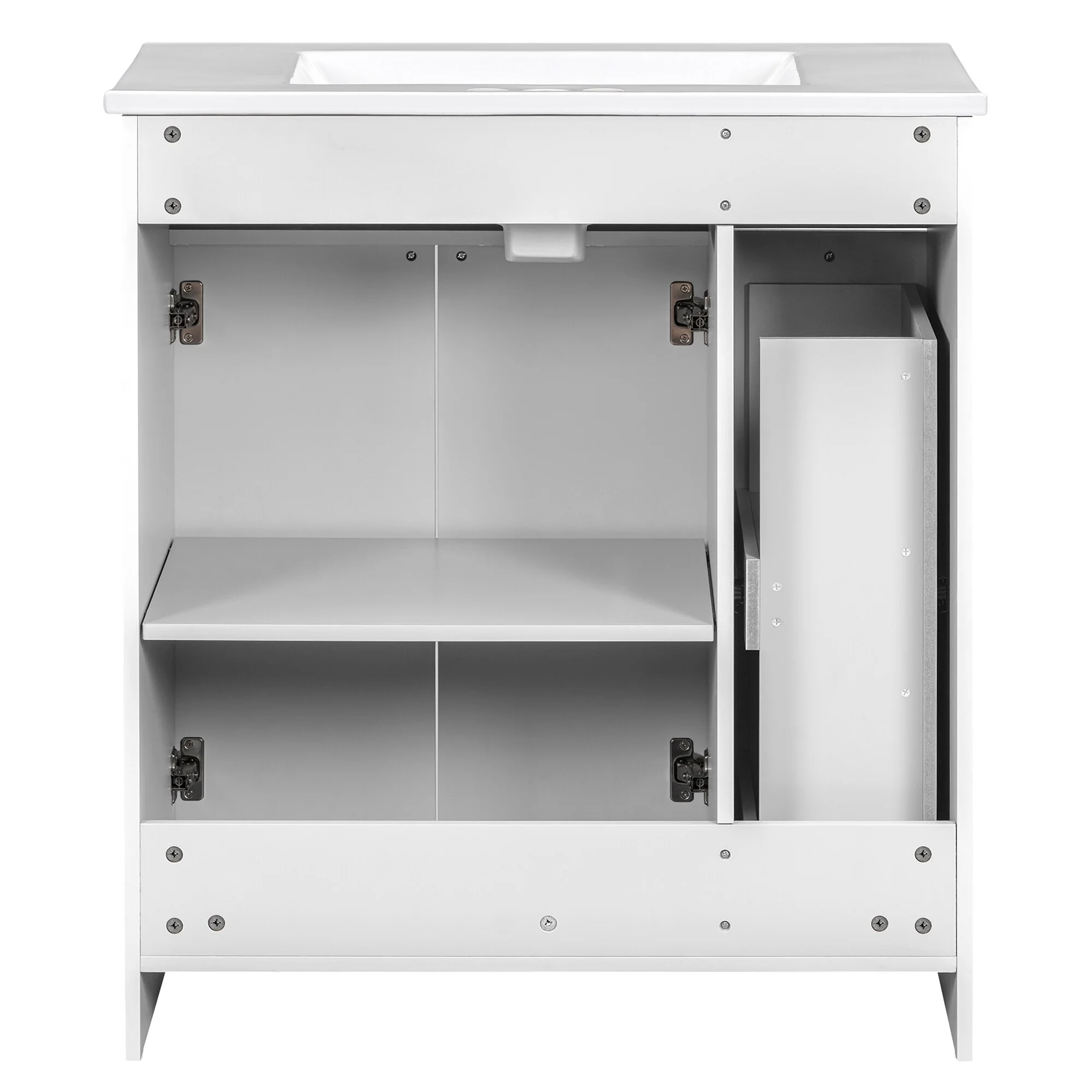 30-Inch Black Bathroom Vanity with Ceramic Sink